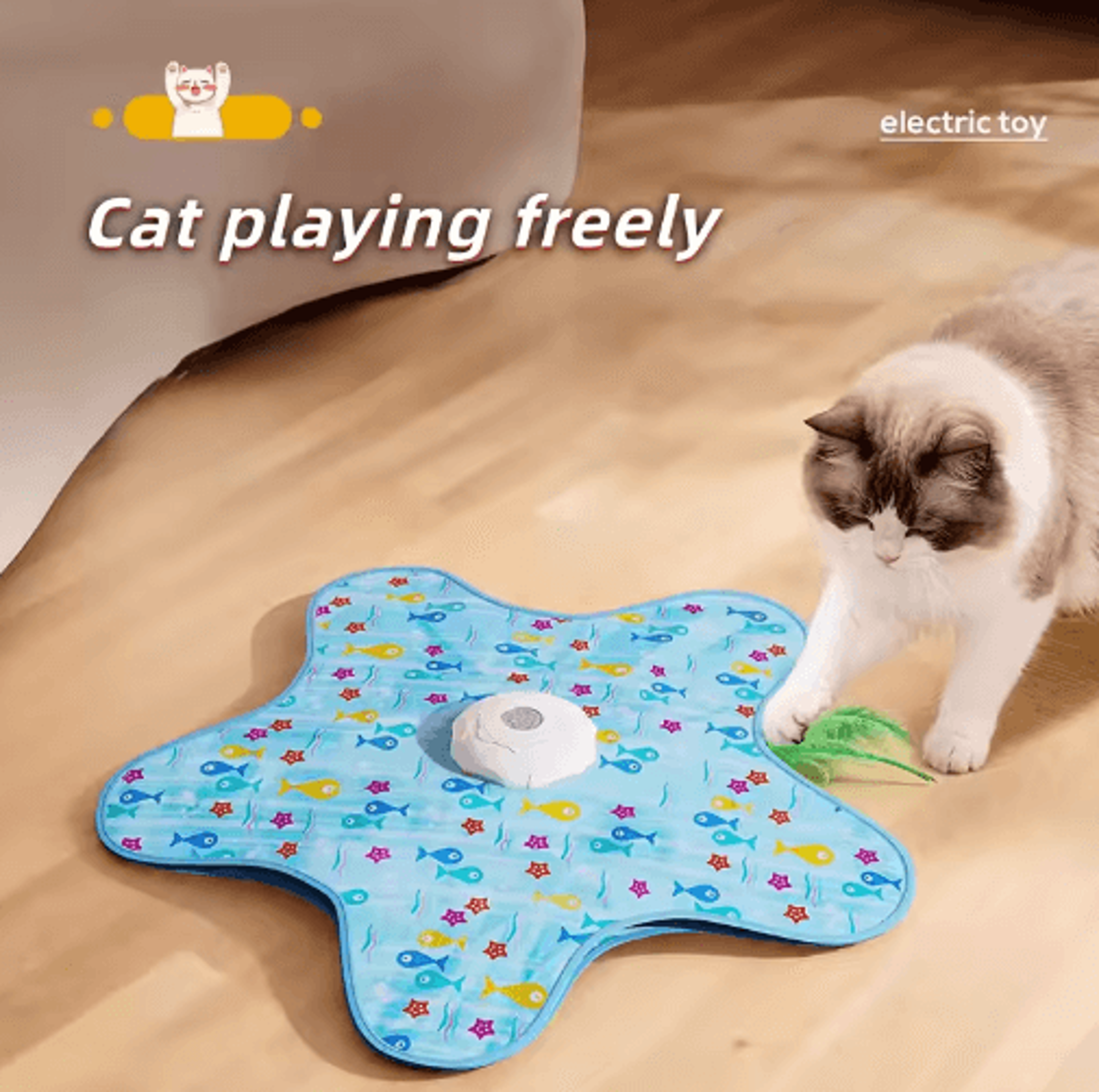 HideNHunt Automatic Cat Hunting Blanket Toy With Rotating Teaser Wand 6