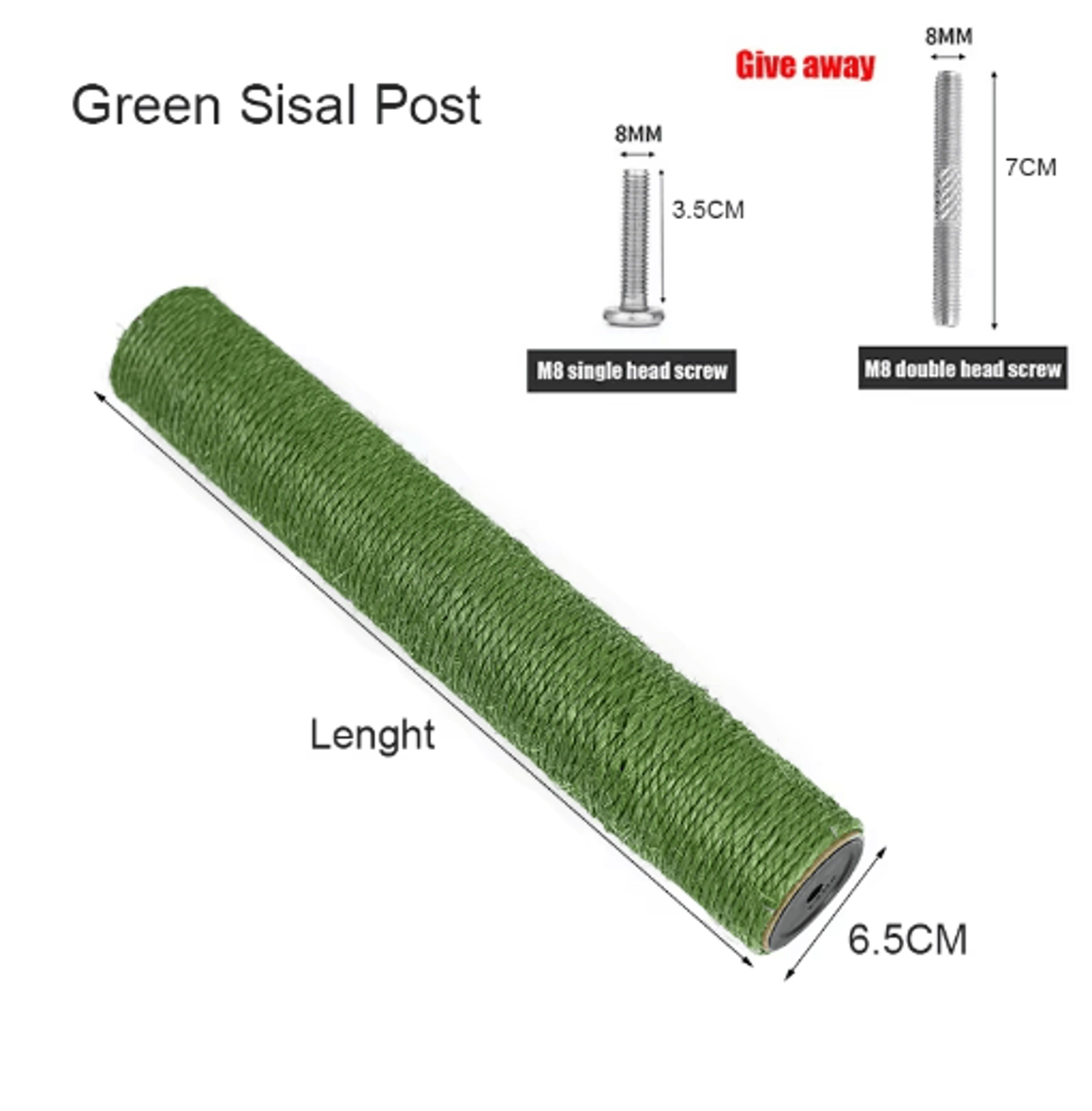 RenewGrip Sisal Cat Scratching Post Replacement Pole With M8 Screw 9