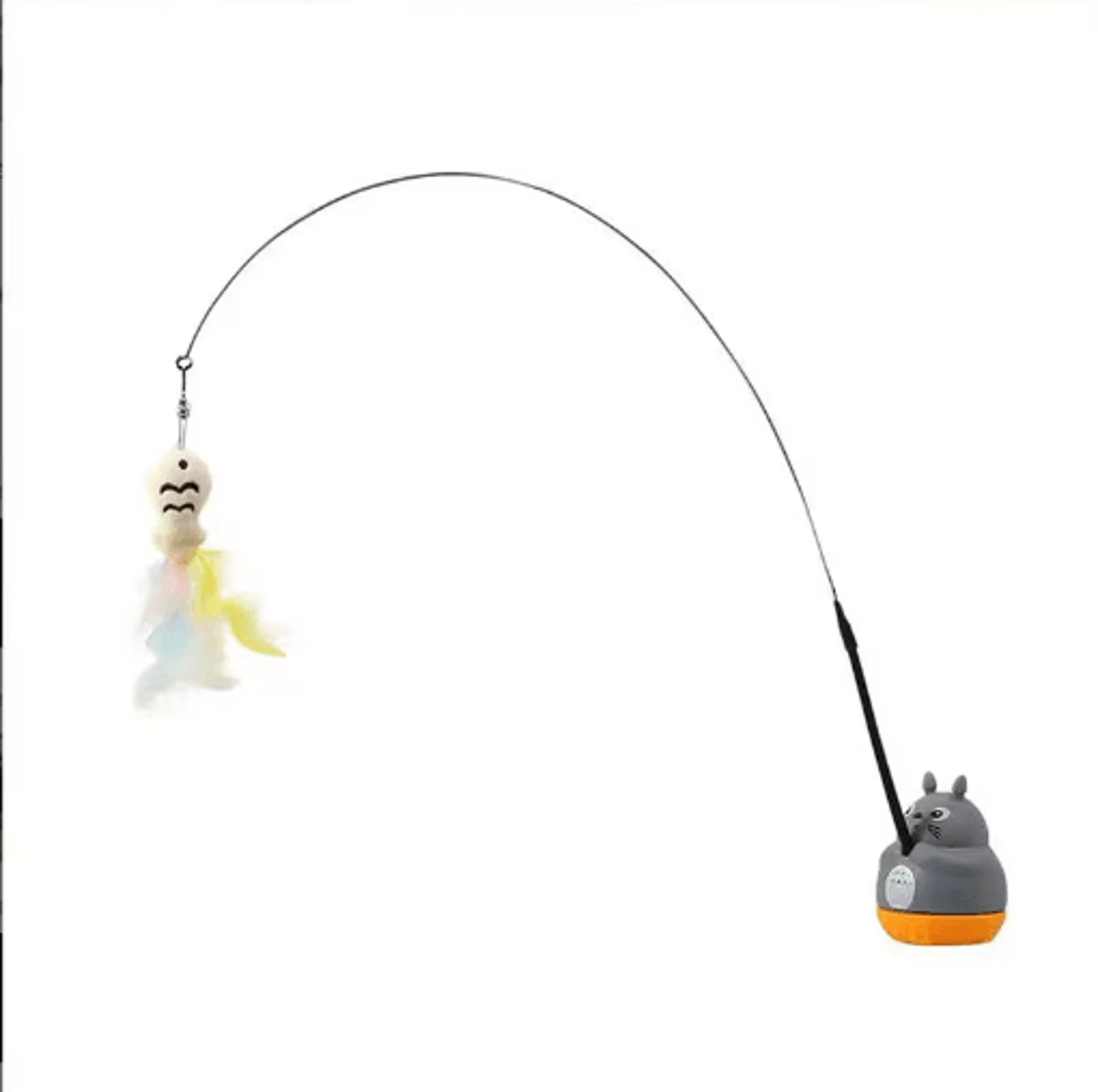DragonTotoro 360 Rotating Cat Teaser Wand With Bell  Fish Head Toy 4