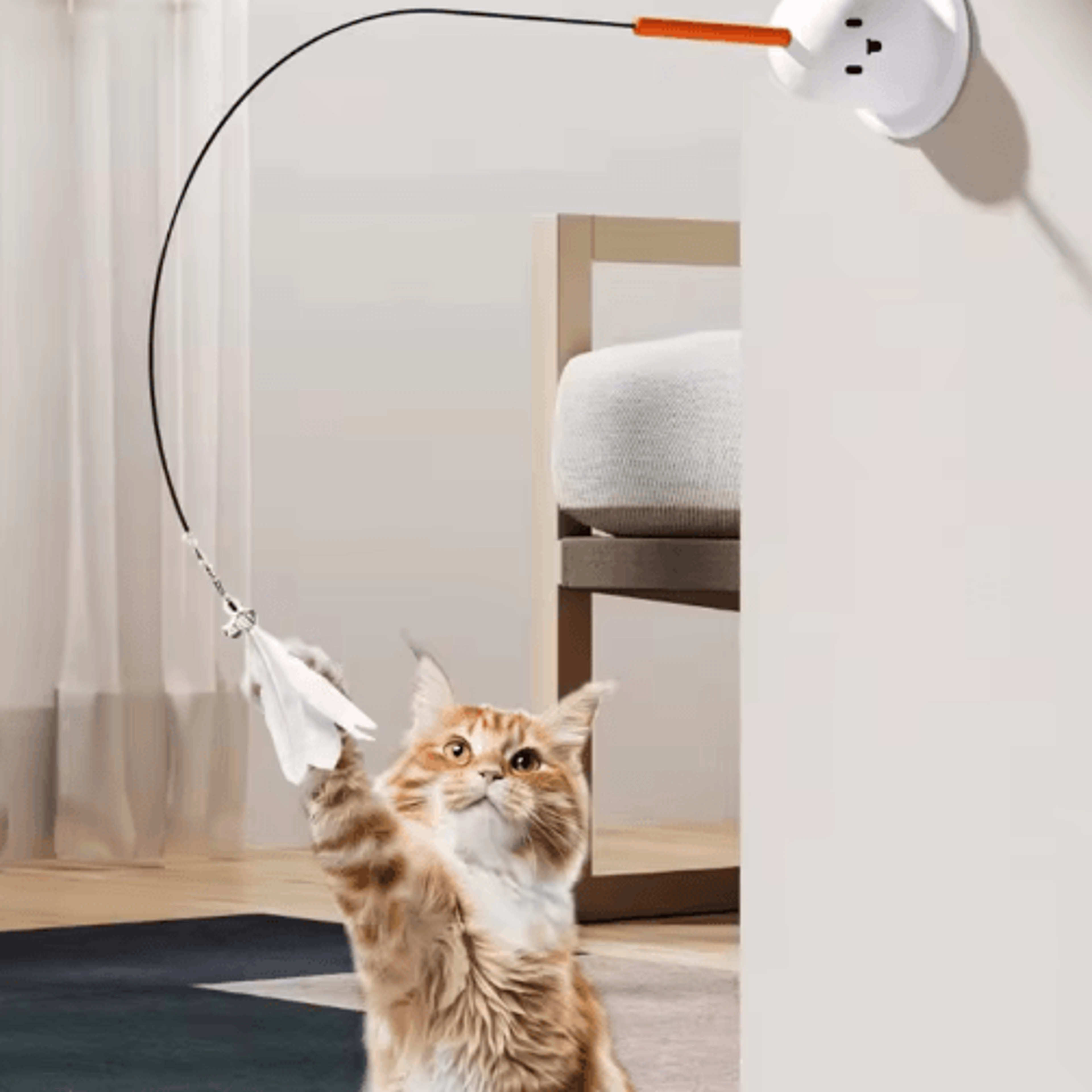 FeatherFlex Suction Cup Cat Teaser Wand With Bell  BiteResistant Design 8