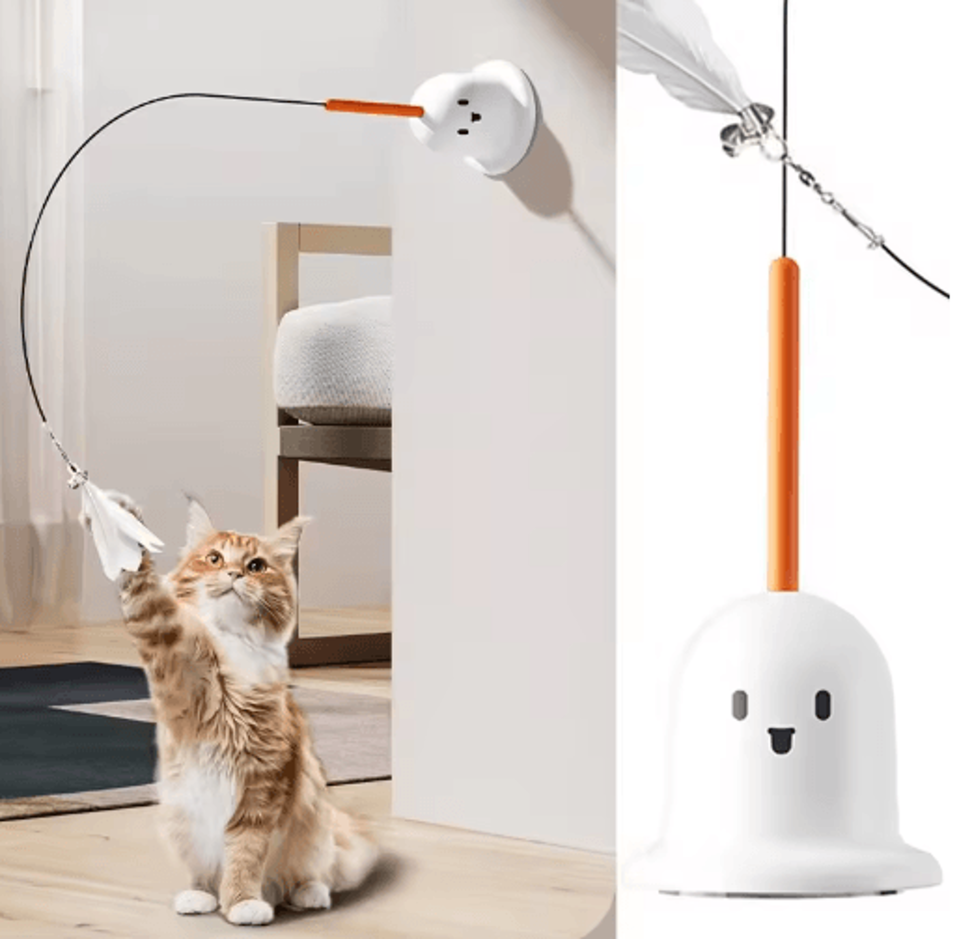 FeatherFlex Suction Cup Cat Teaser Wand With Bell  BiteResistant Design 11
