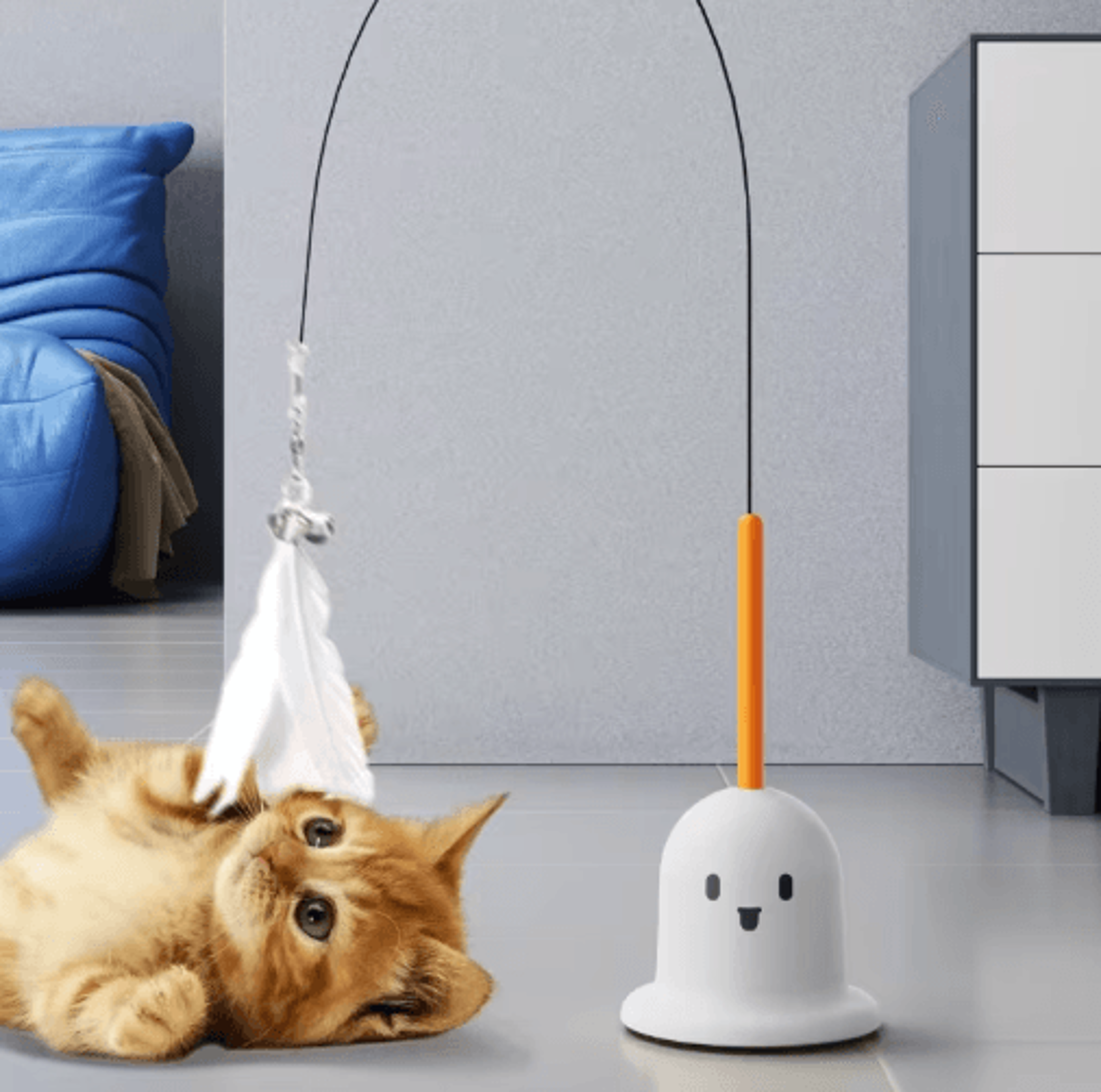 FeatherFlex Suction Cup Cat Teaser Wand With Bell  BiteResistant Design 0
