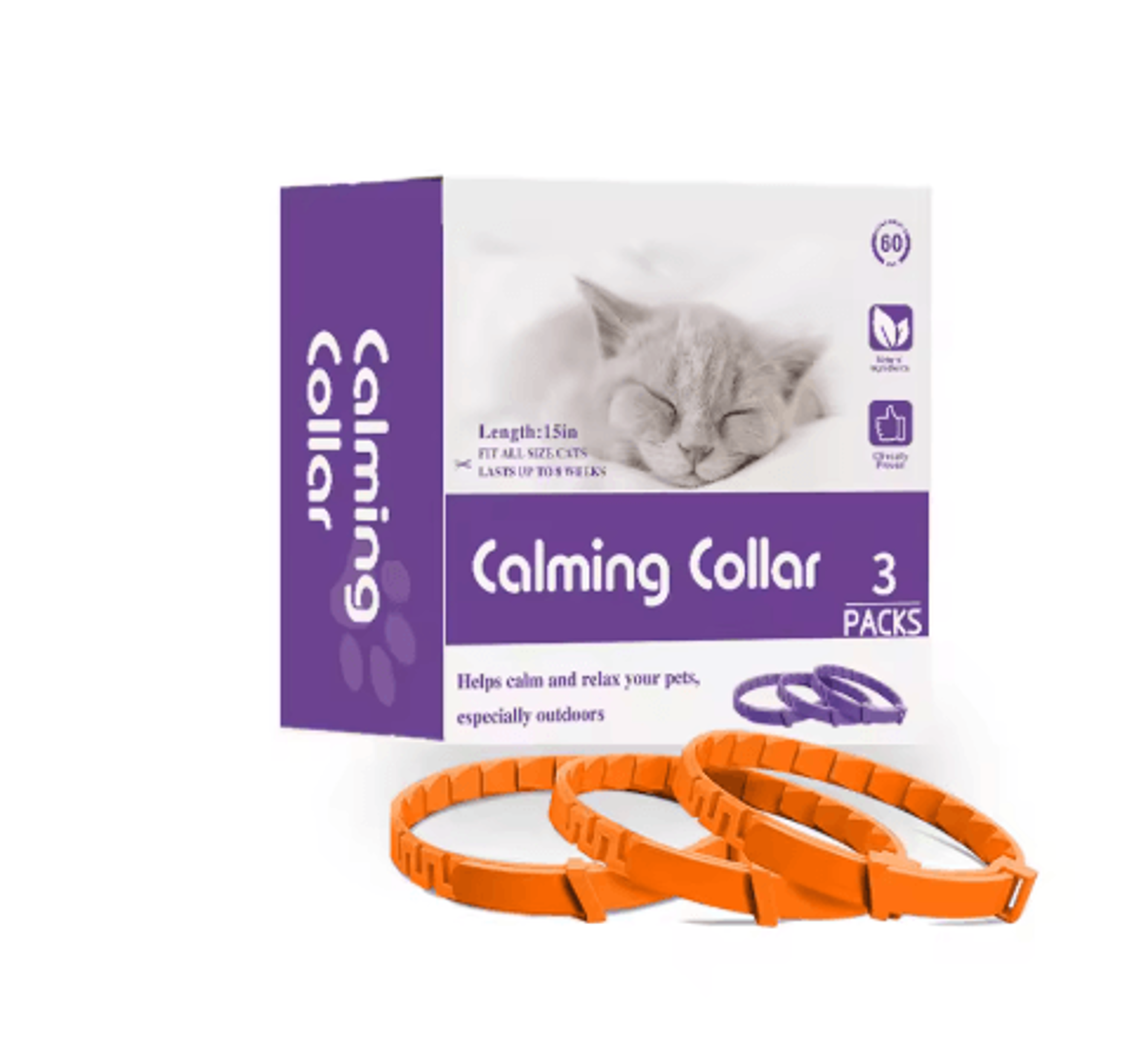 Calm Paws Cat Calming Pheromone Collar Set 3 Pack Anxiety Relief Collars 2