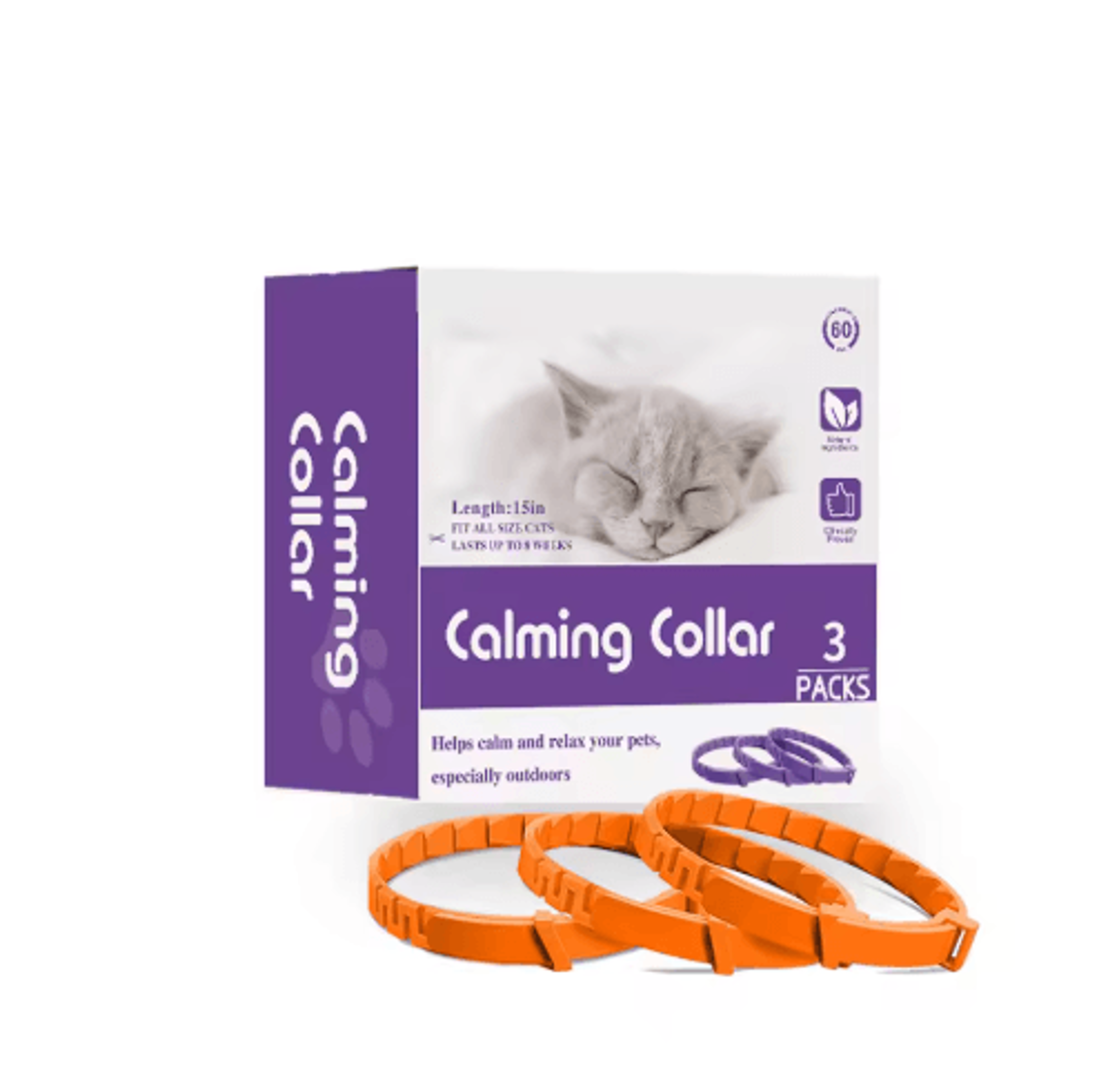Calm Paws Cat Calming Pheromone Collar Set 3 Pack Anxiety Relief Collars 7