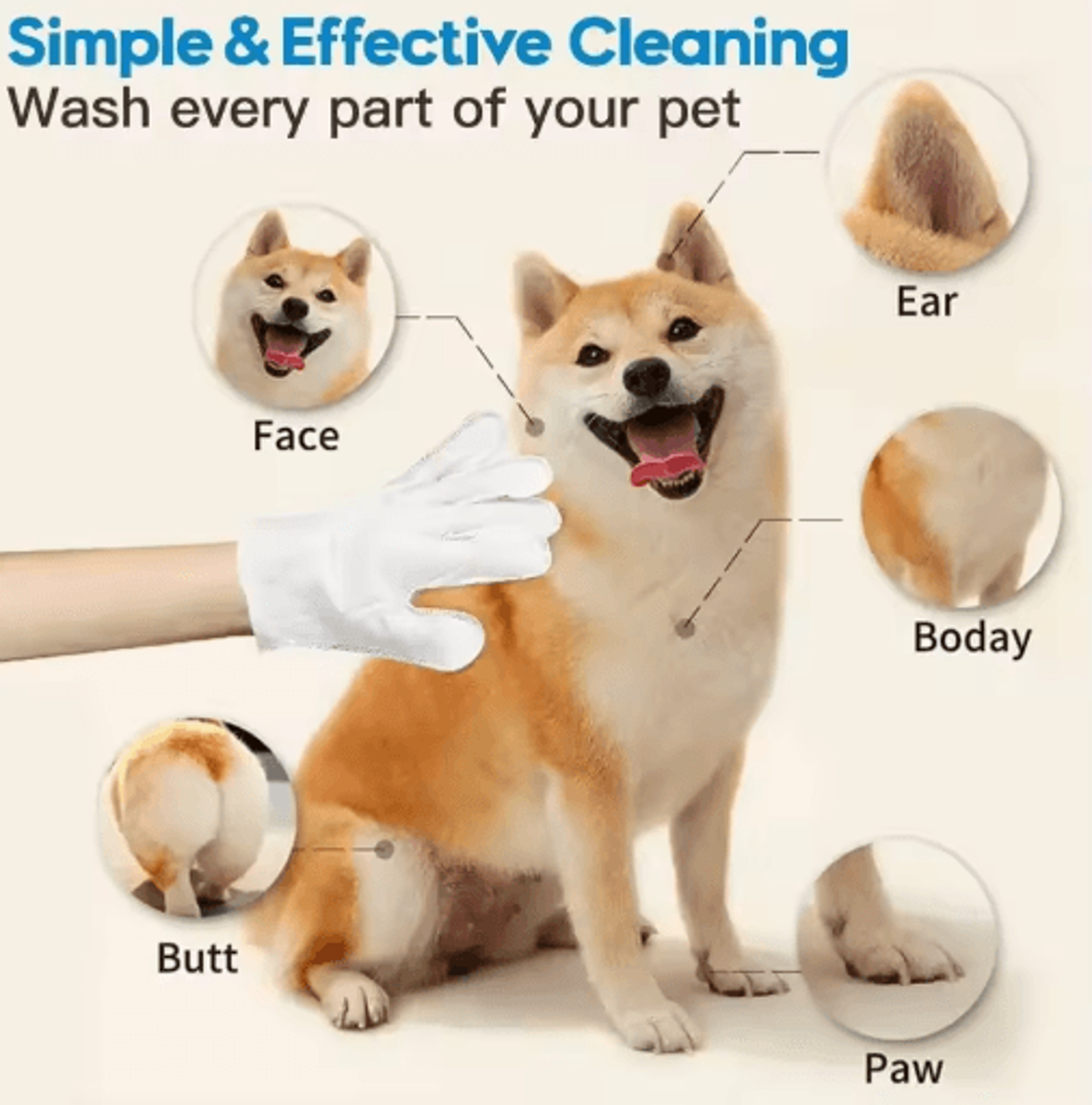 Fresh Paws Extra Thick Pet Grooming Wipes Gloves  6 Pack 1