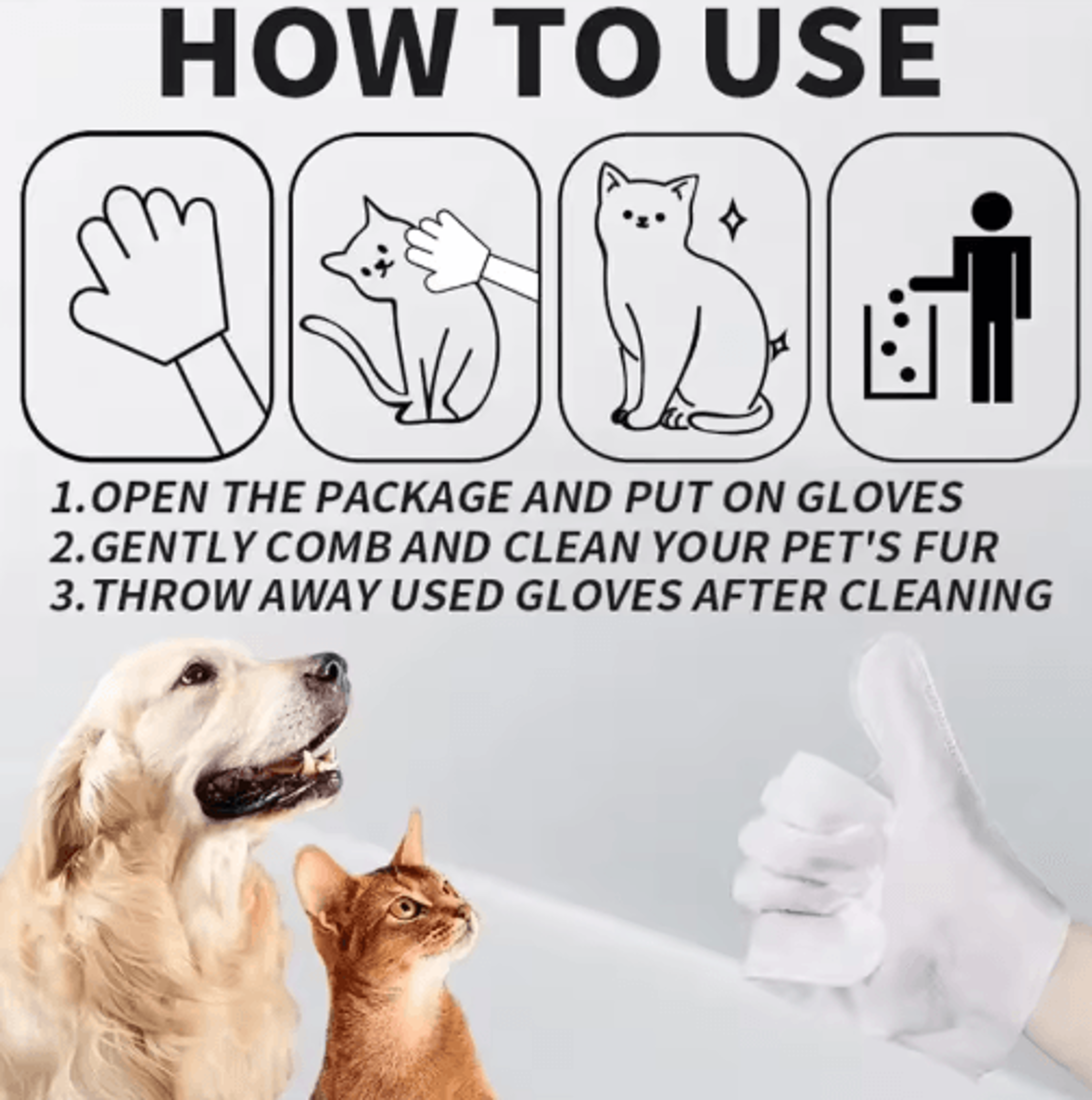 Fresh Paws Extra Thick Pet Grooming Wipes Gloves  6 Pack 2
