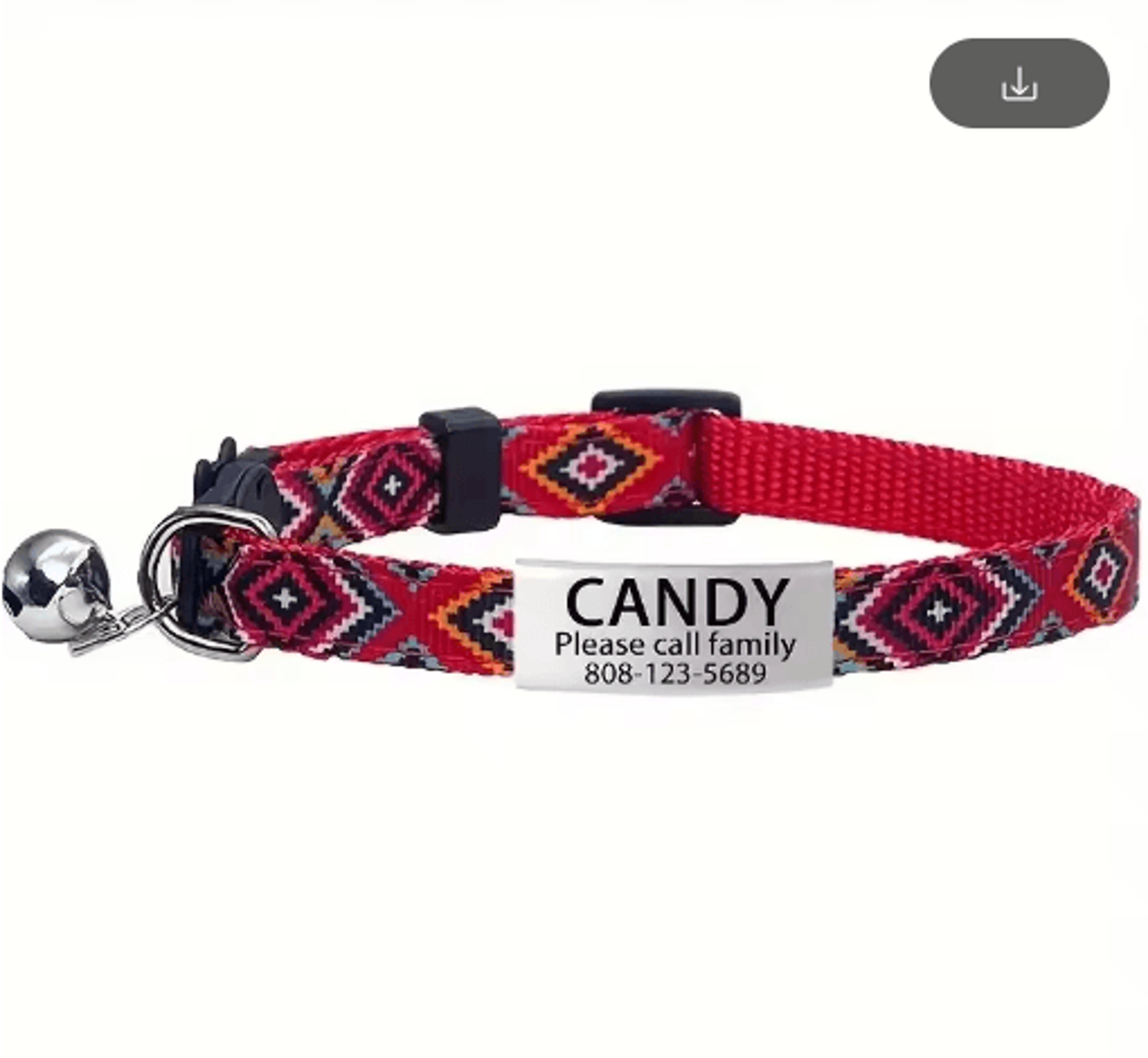 Personalized Engraved Cat Collar With Bell  Safety Breakaway ID 2