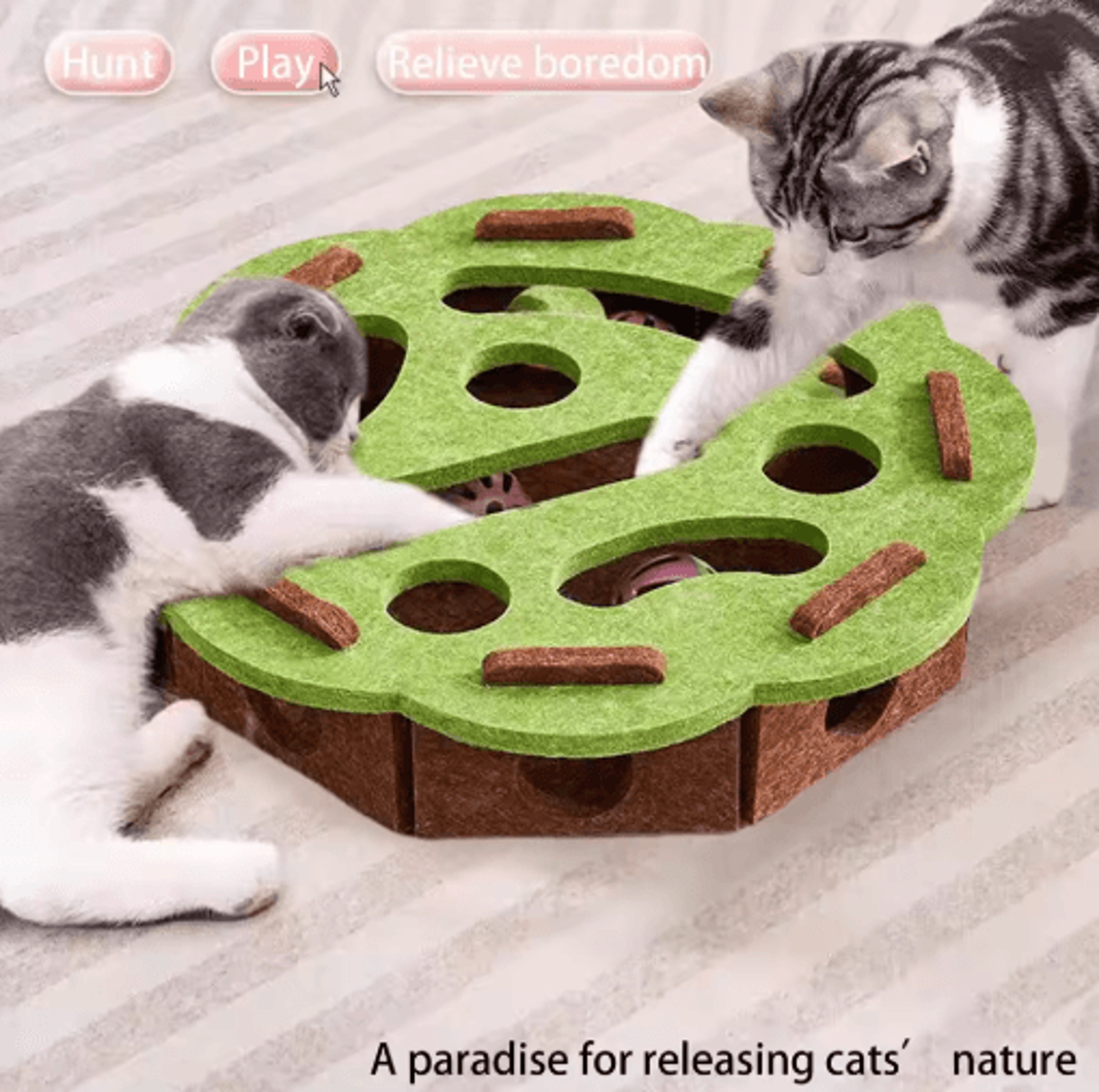 Interactive Cat Puzzle Maze Scratcher Toy With Bell For Mental Enrichment 0