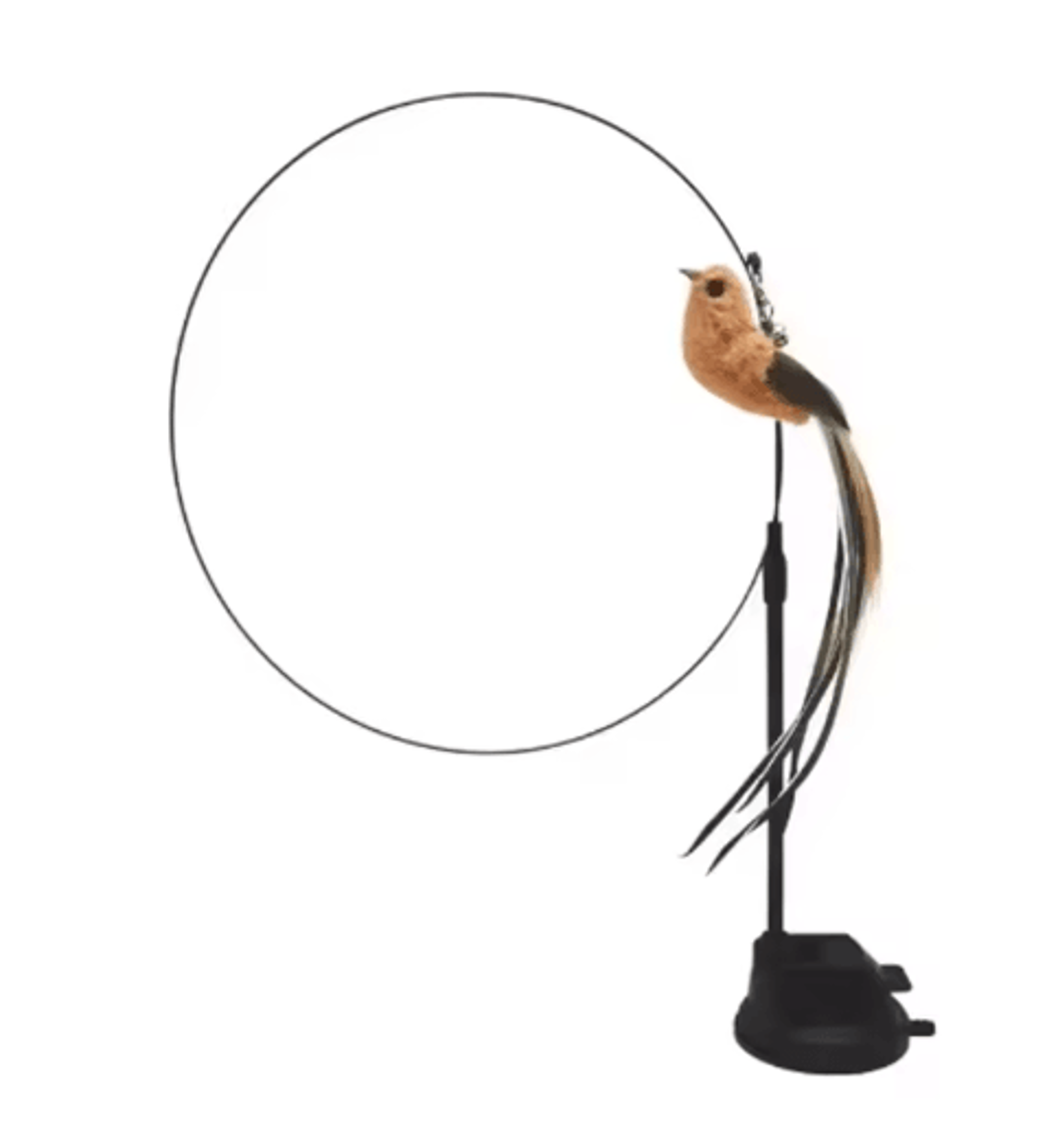 Suction Cup Feather Cat Teaser Wand With Simulation Bird Toy 1