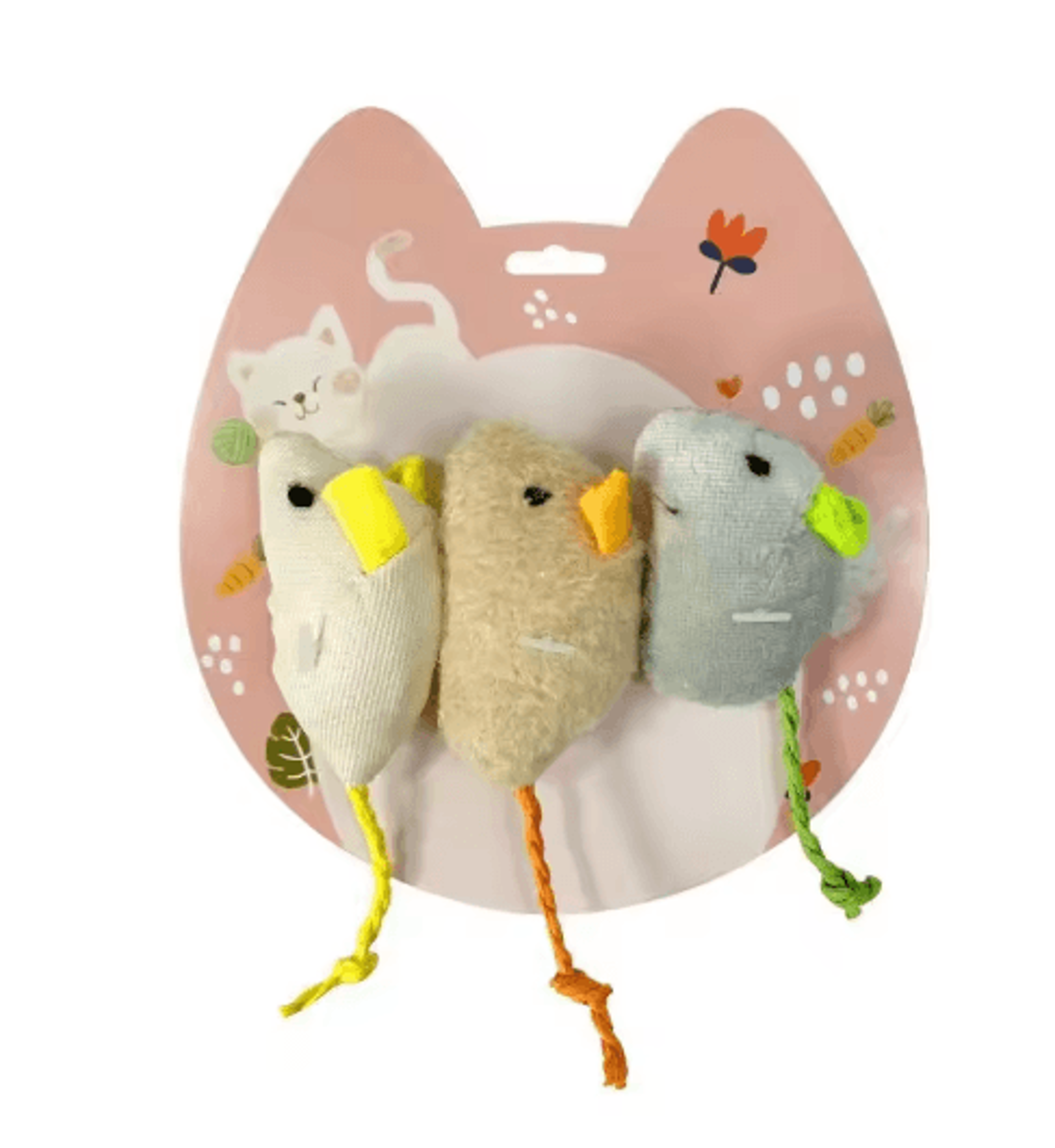 3Piece Plush Mouse Cat Toy Set For Interactive Hunting And Play 0
