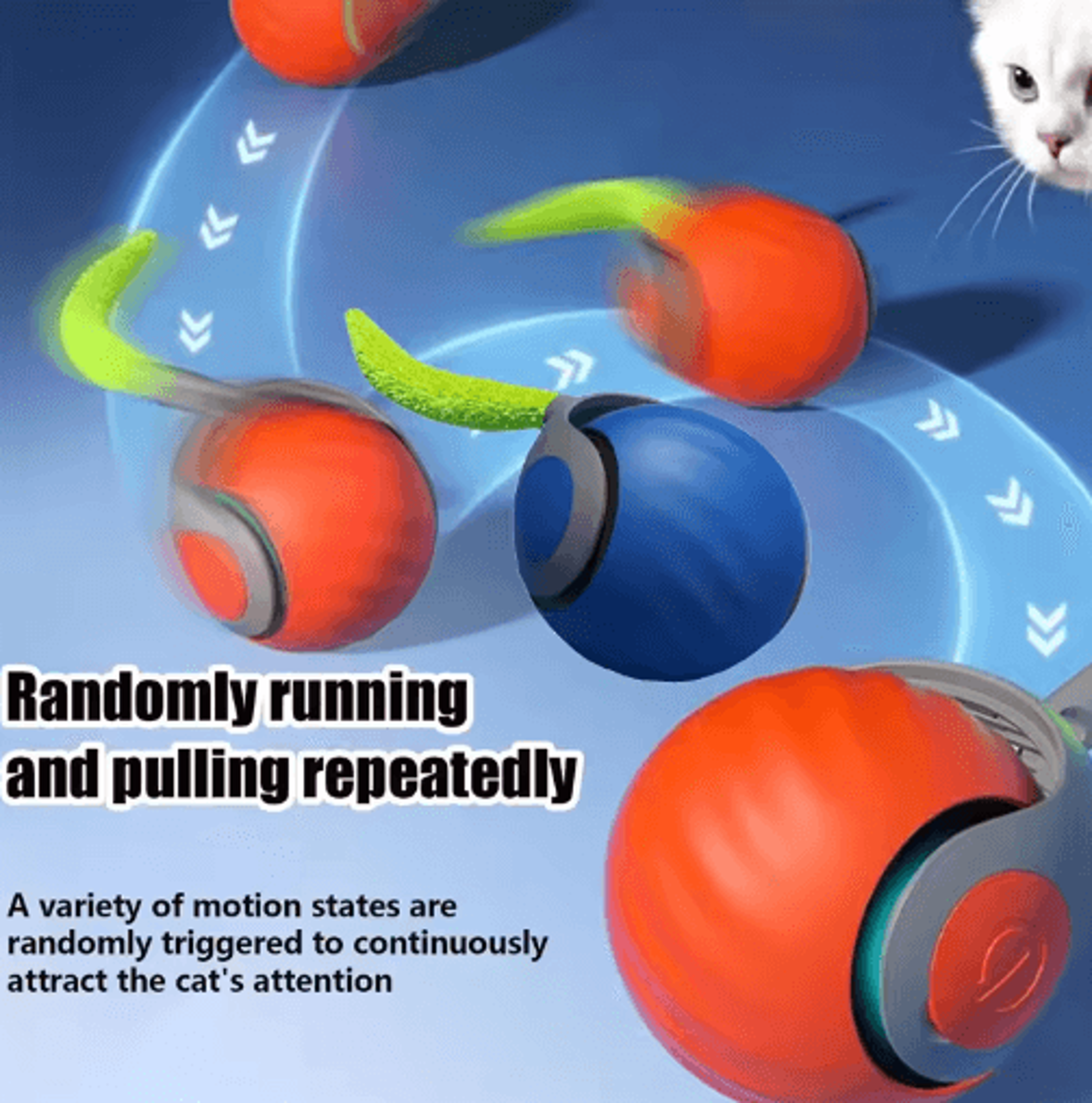 Smart Rolling Catnip Chase Ball USB Rechargeable Interactive Cat Toy 14