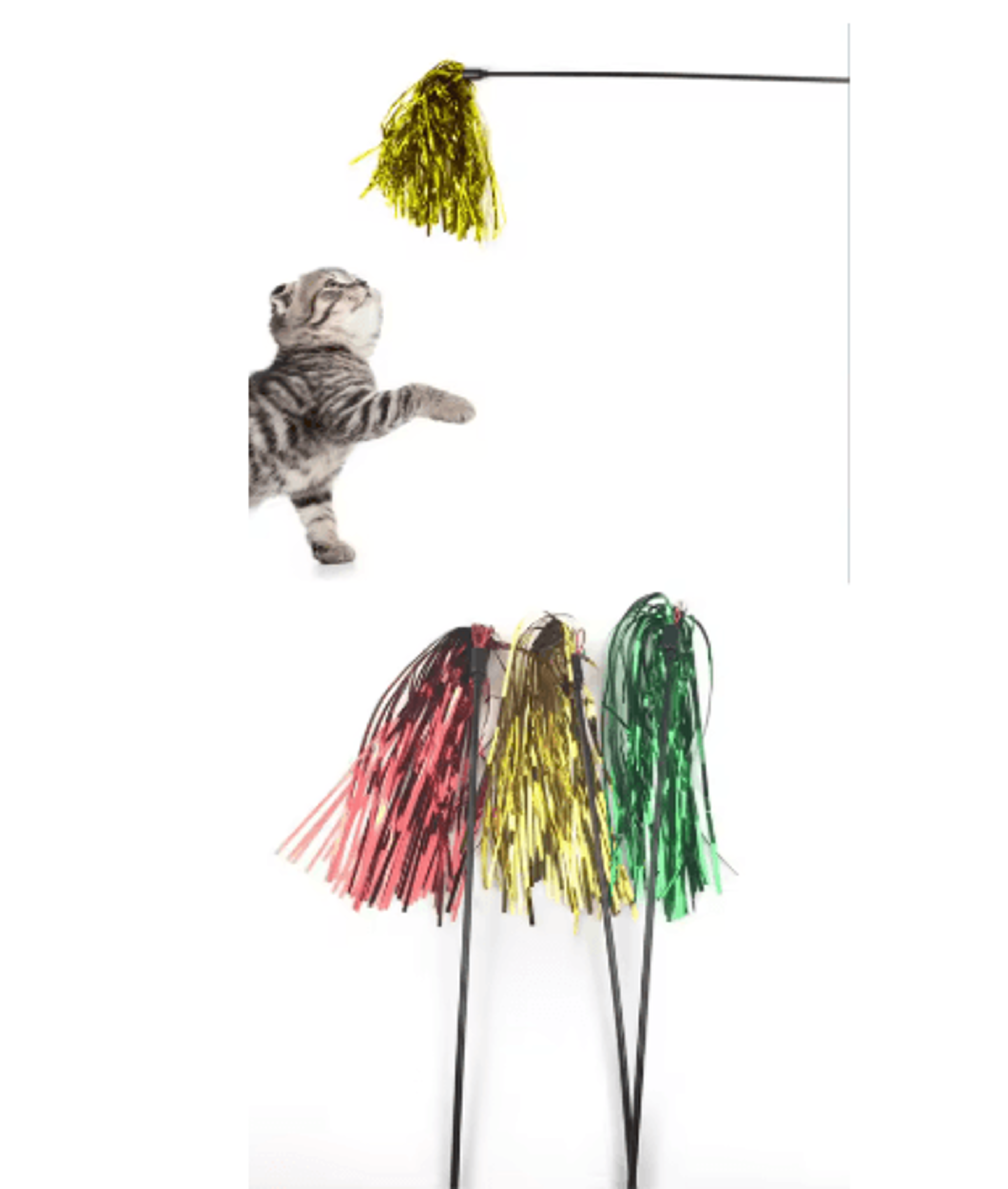 Colorful Ribbon Cat Wand Teaser Interactive Play Stick For Active Cats 5