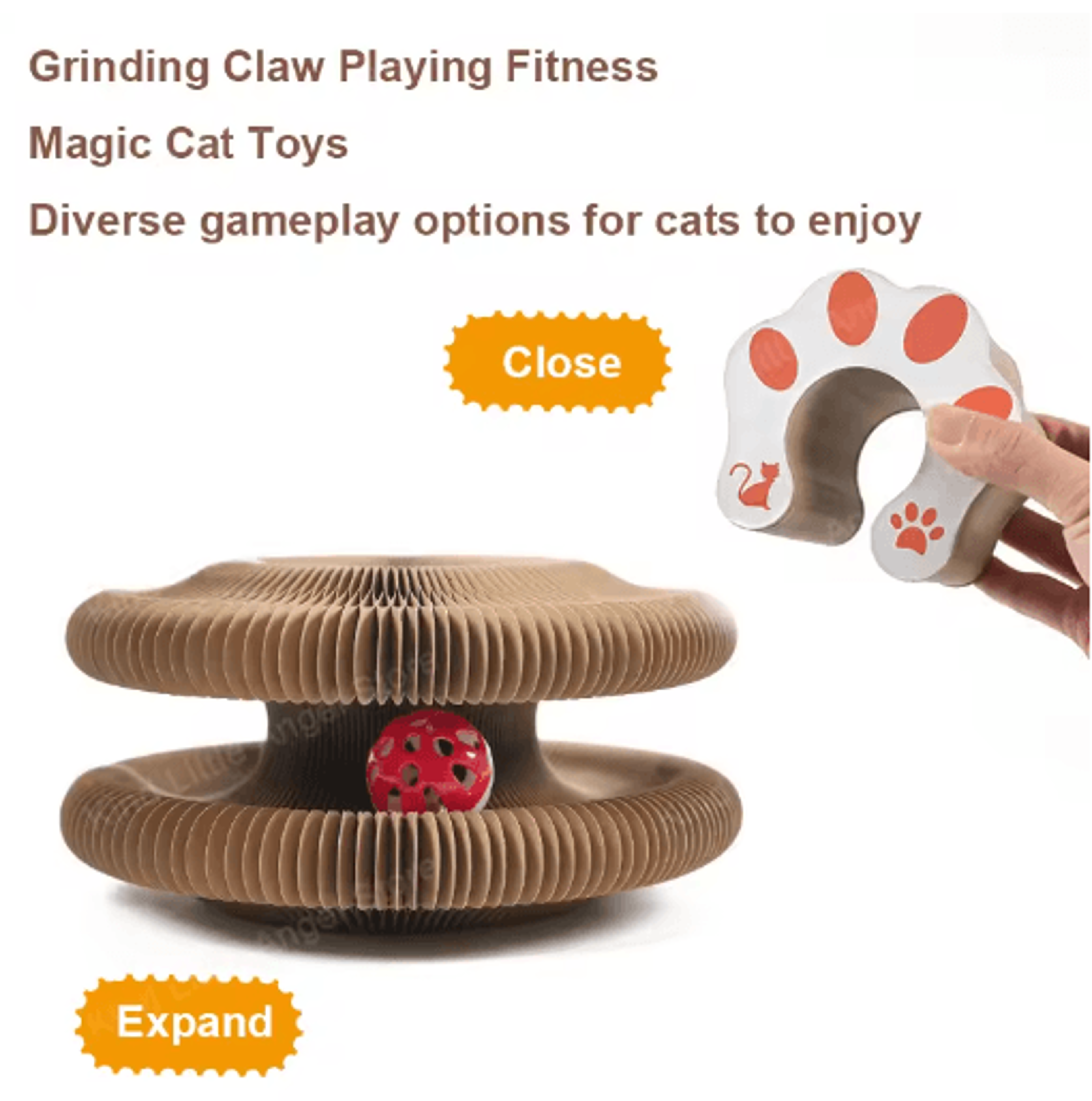 Magic Cat Scratch Board With Ball Track Interactive Corrugated Scratcher  Claw Grinding Toy 2