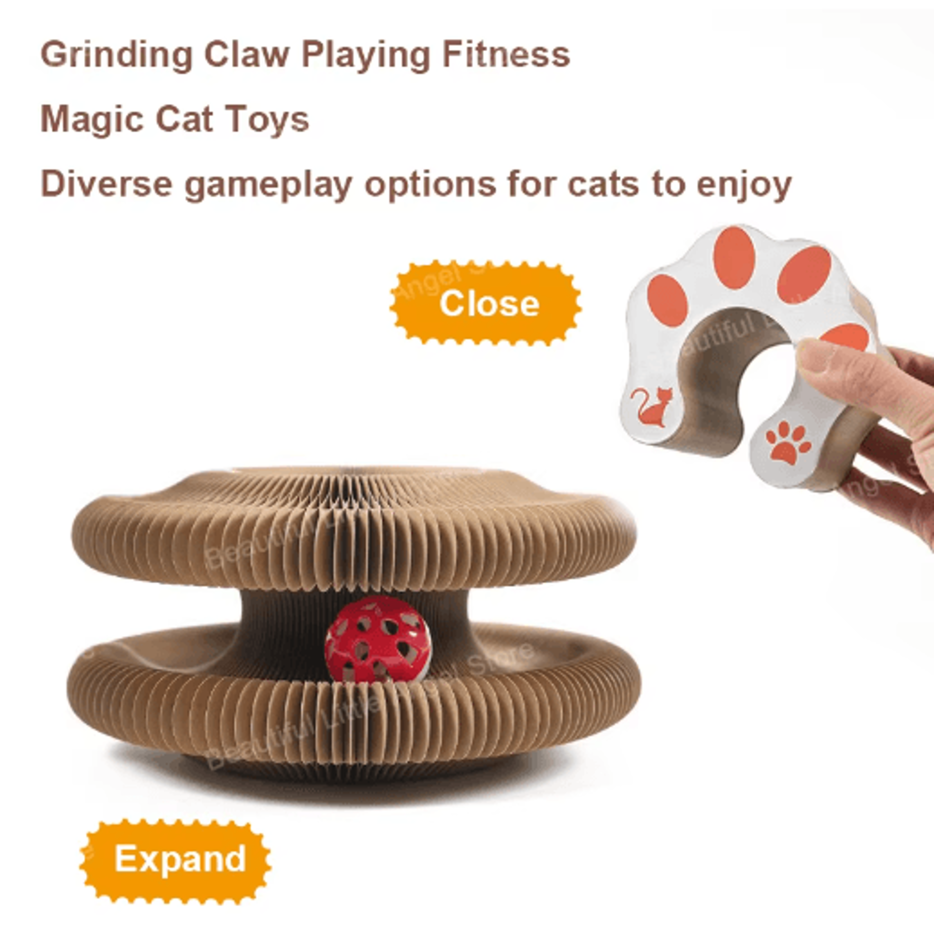 Magic Cat Scratch Board With Ball Track Interactive Corrugated Scratcher  Claw Grinding Toy 5
