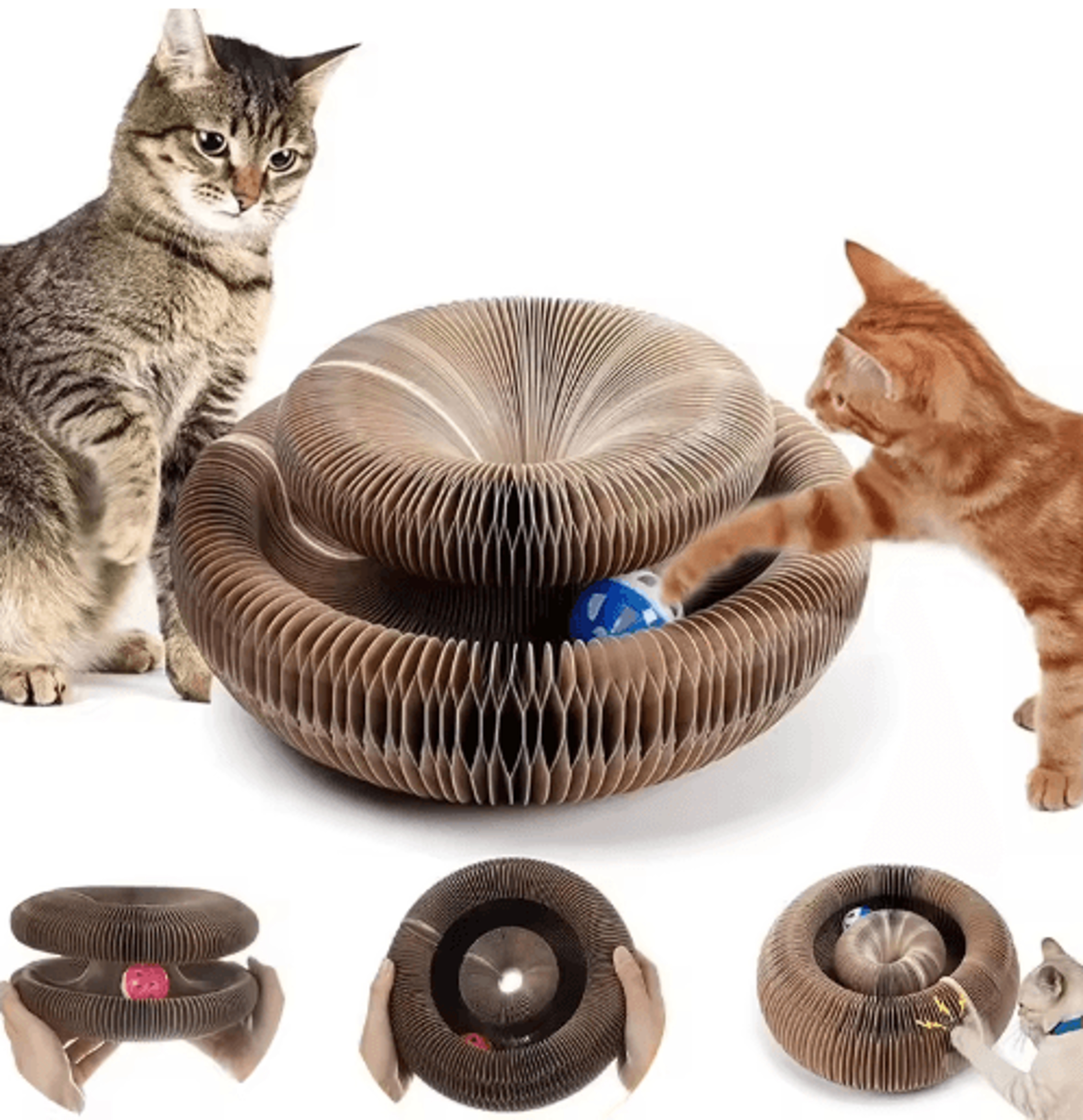 Magic Cat Scratch Board With Ball Track Interactive Corrugated Scratcher  Claw Grinding Toy 0
