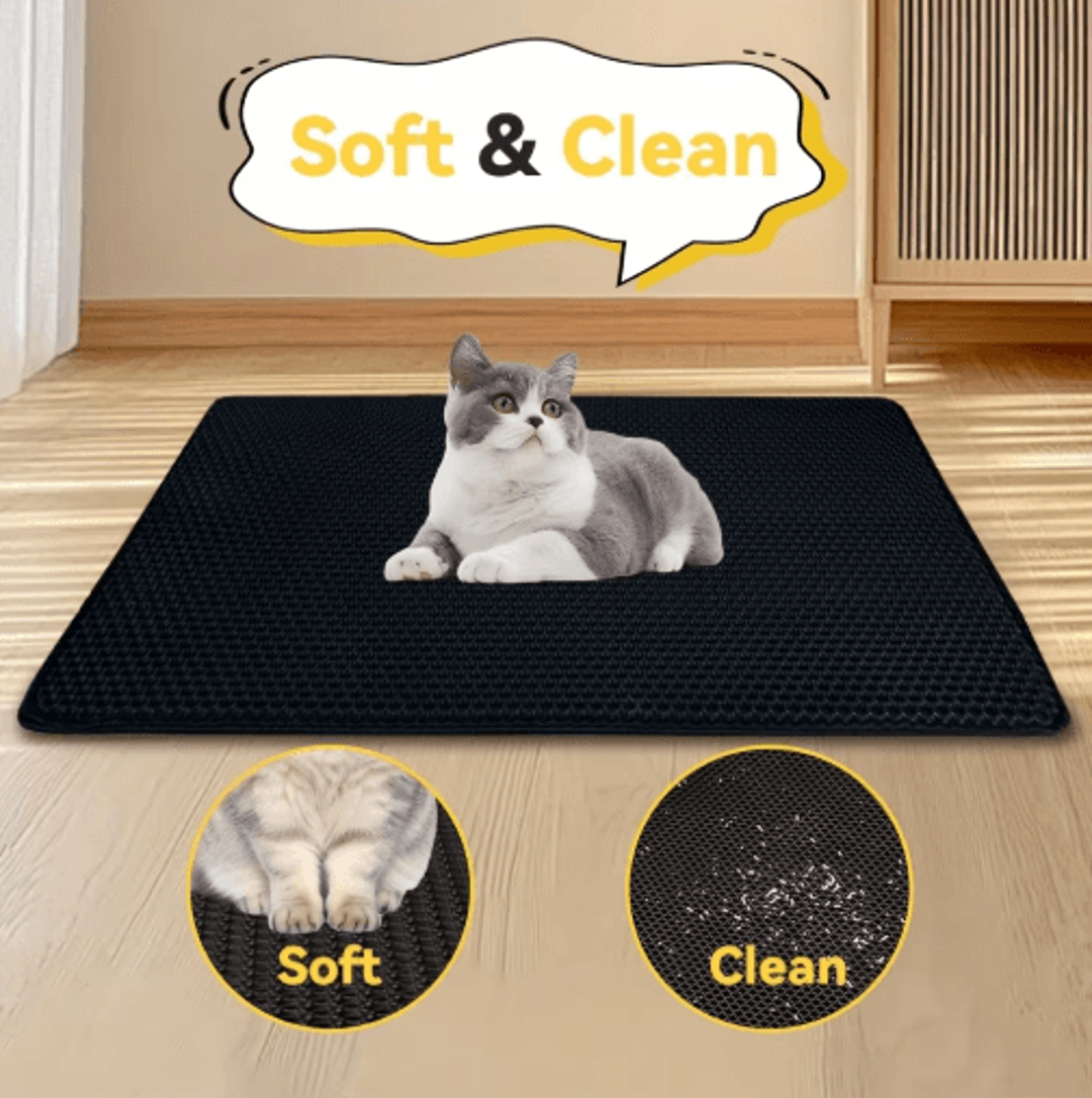 Waterproof DoubleLayer Cat Litter Mat  Large Litter Trapping Pad For Cleaner Floors 6