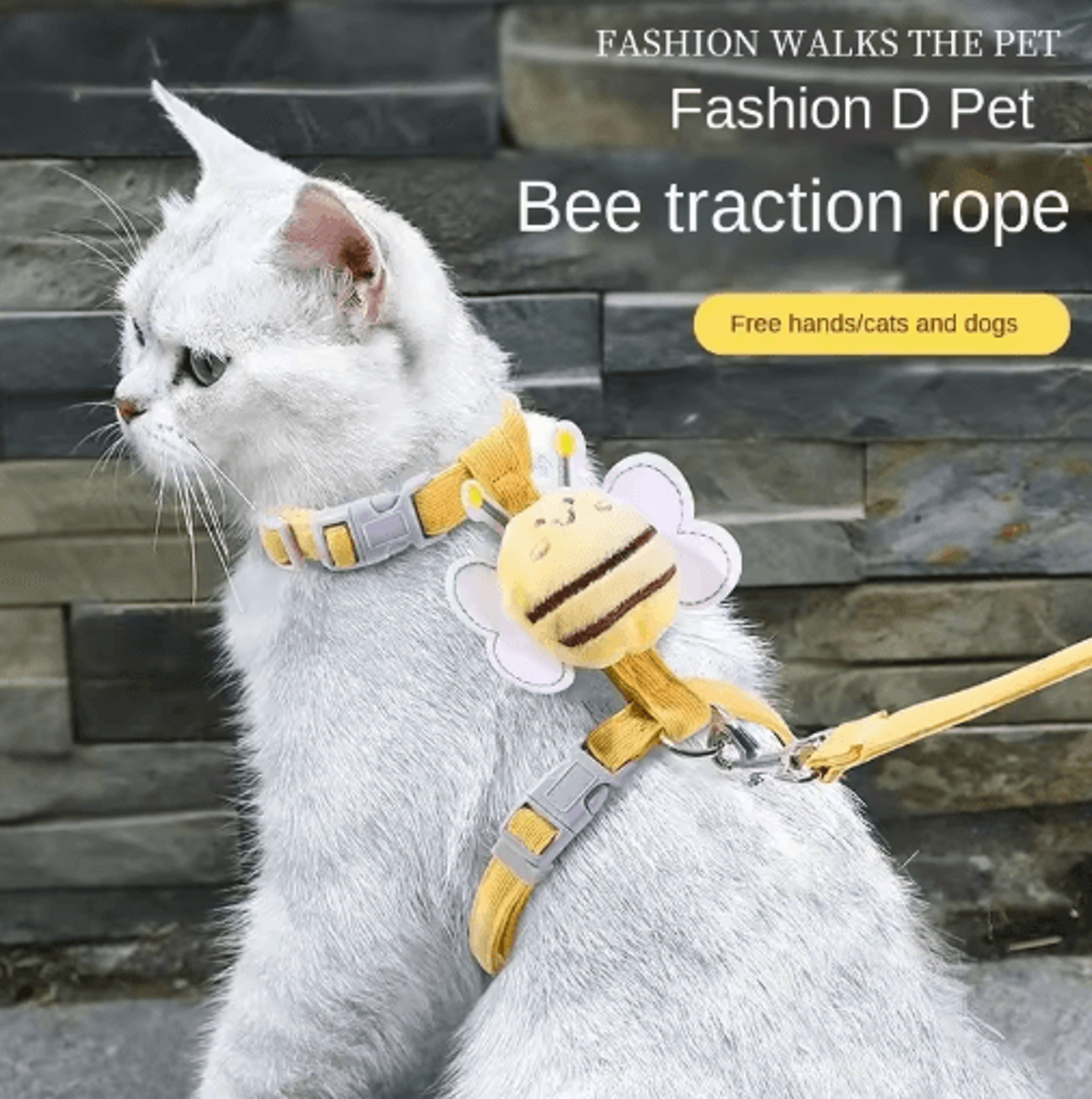 Cartoon Bee Pet Harness  Leash Set  Adjustable DoubleLayer Vest For Cats And Small Dogs 0