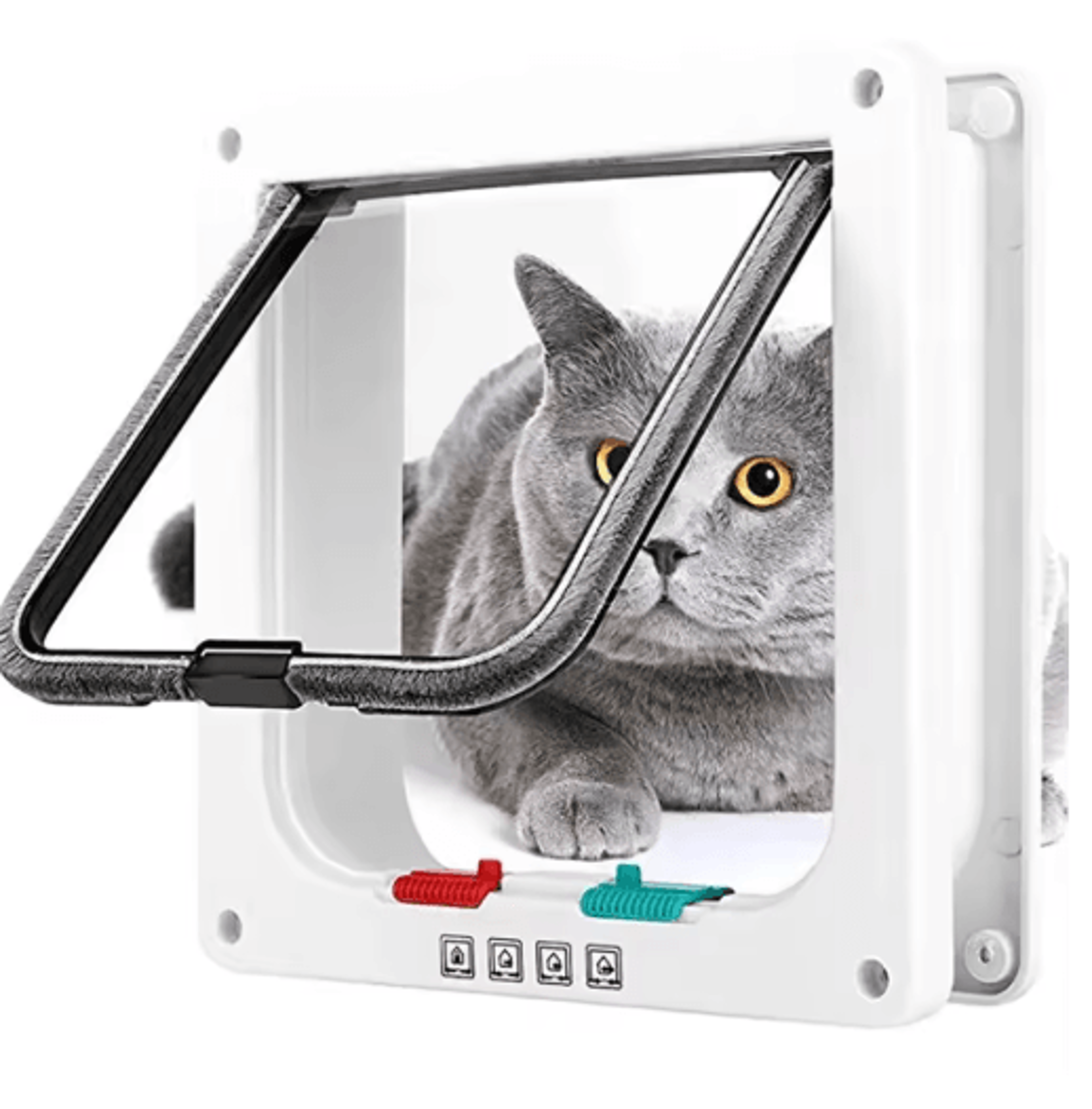 4Way Locking Weatherproof Cat Door  Secure Pet Access Door For Interior  Exterior Us 8