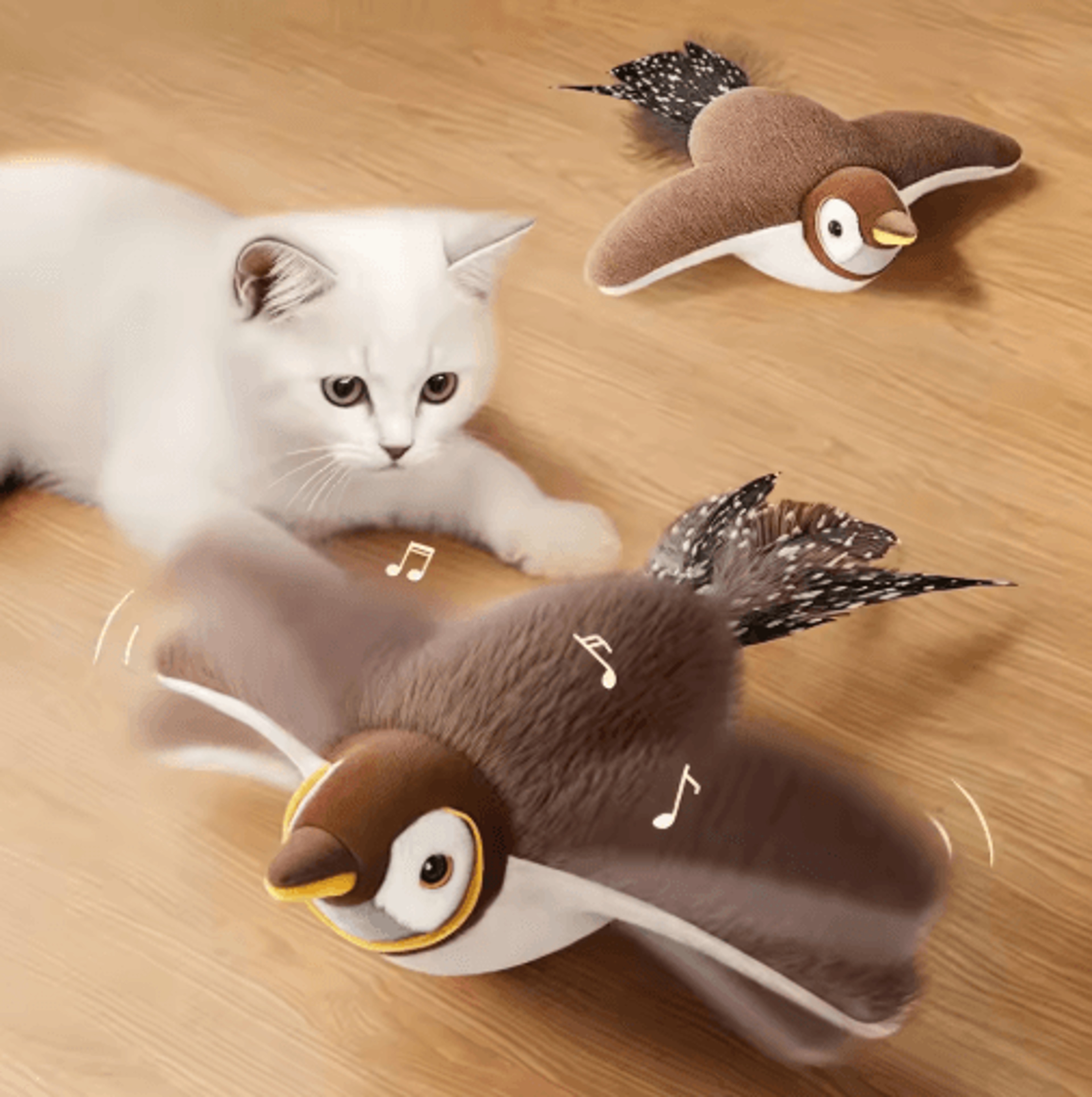 Rechargeable Chirping Flapping Bird Toy  TouchActivated Interactive Plush Toy For Cats And Small Do 0