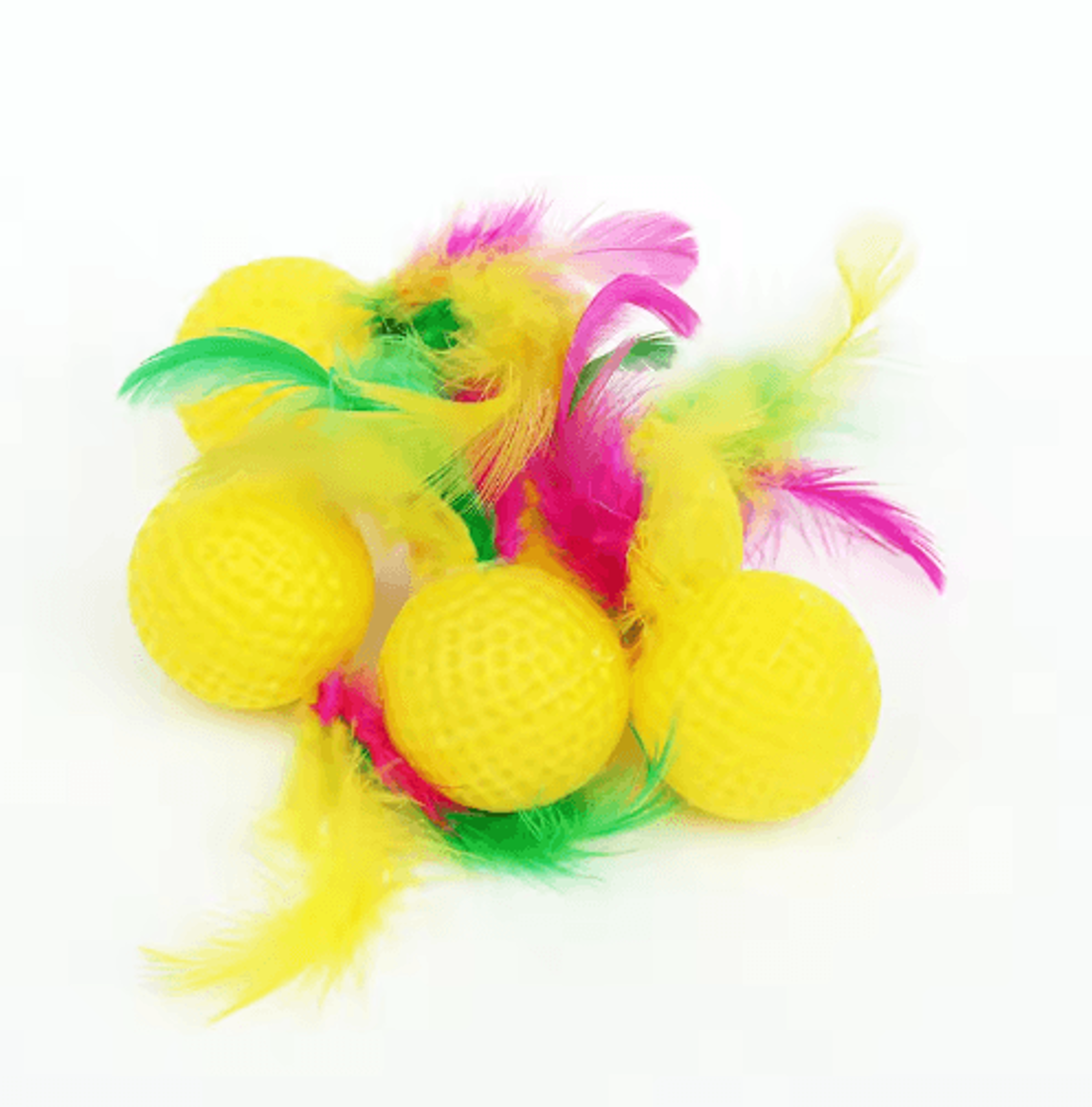Colorful Feather Golf Ball Cat Toy Set Interactive Catch  Chase Toys For Curious Cats 5