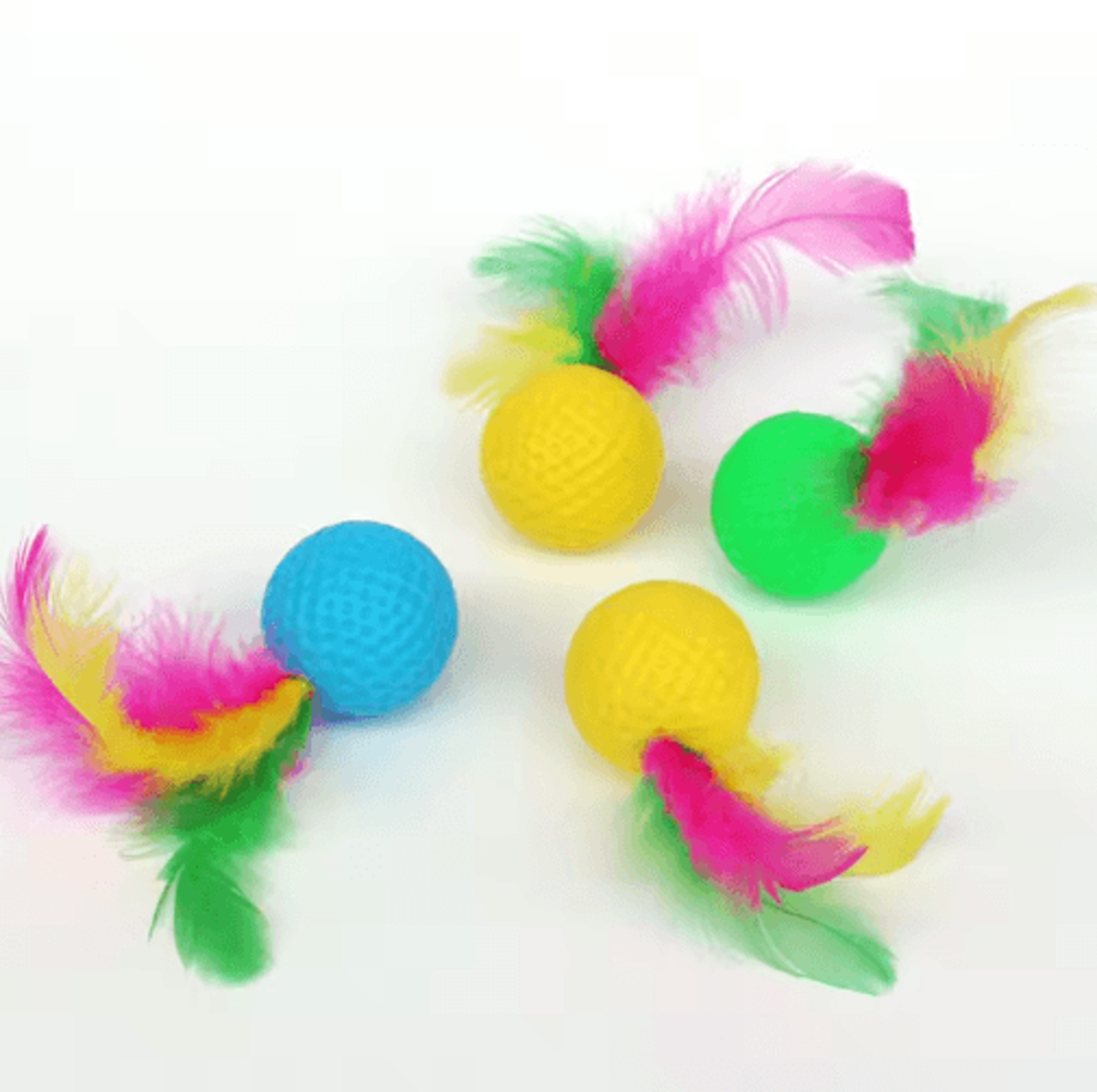 Colorful Feather Golf Ball Cat Toy Set Interactive Catch  Chase Toys For Curious Cats 6