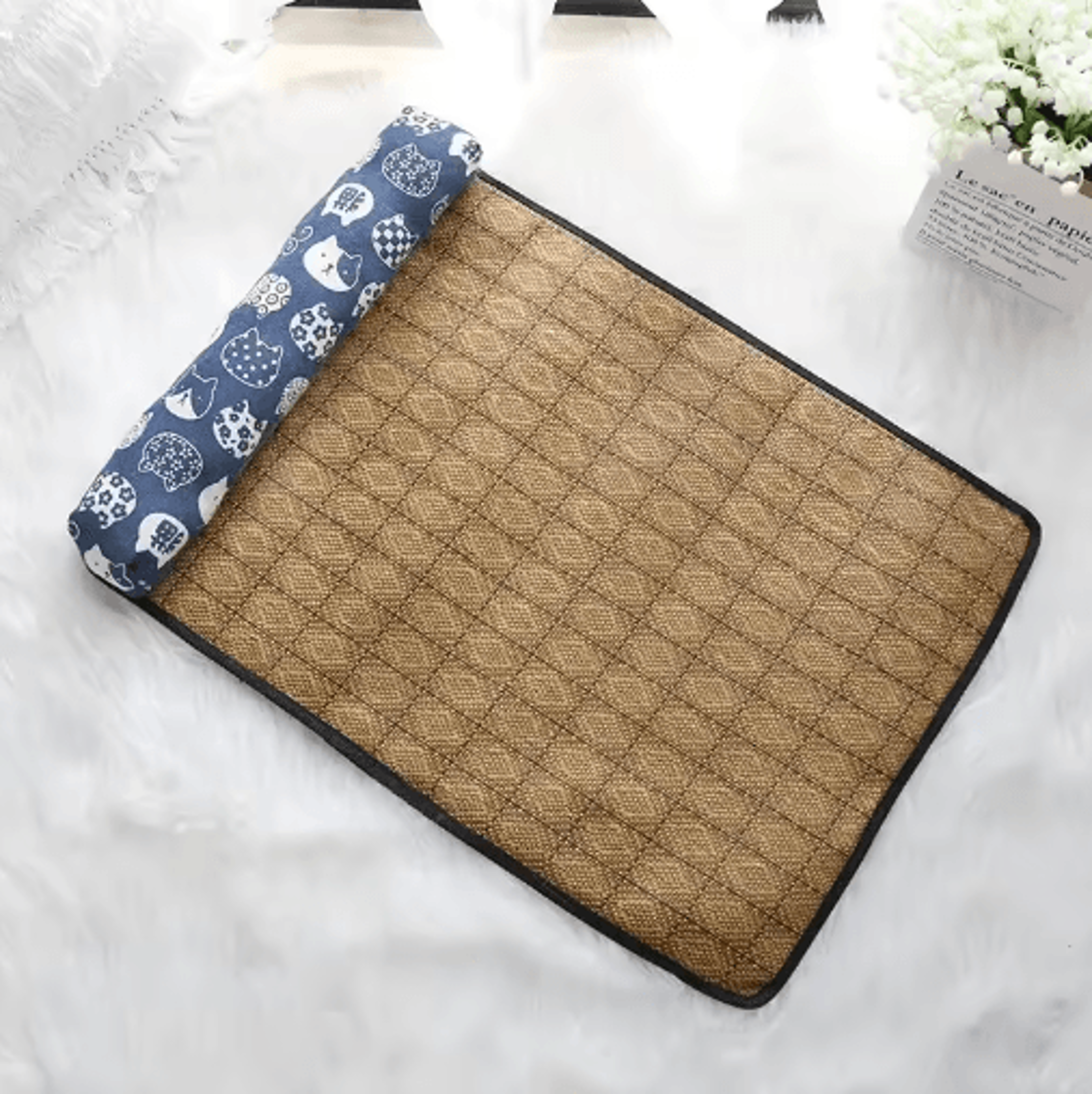 Natural Rattan Cooling Pet Mat SelfCooling Summer Bed For Cats And Small Dogs 12