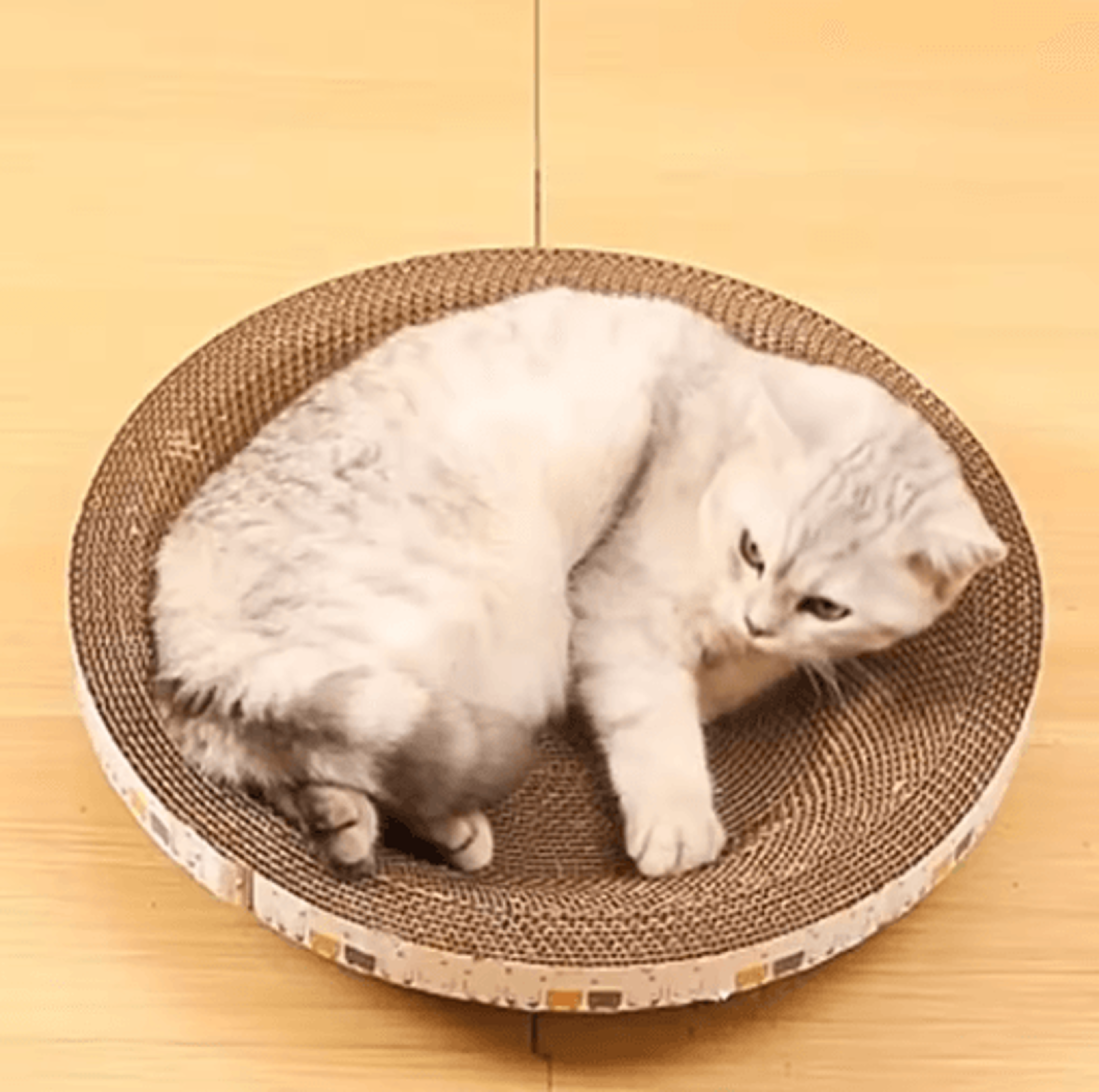 Round Oval Corrugated Cat Scratcher Bed  Durable Claw Grinding Lounger For Indoor Cats 6