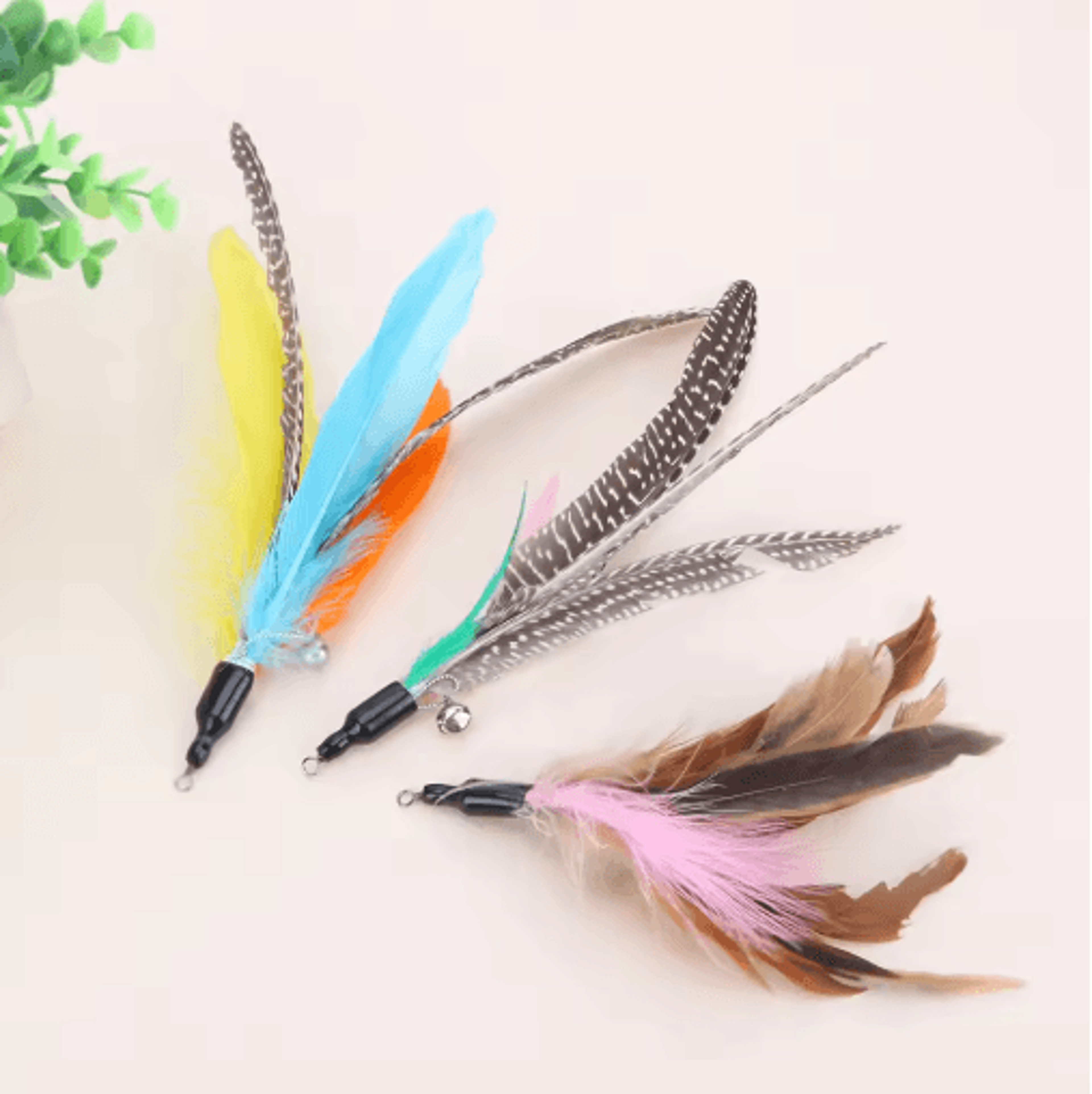5PCS Feather Cat Wand Refill Set Colorful Interactive Replacement Teaser Toys For Cats 6