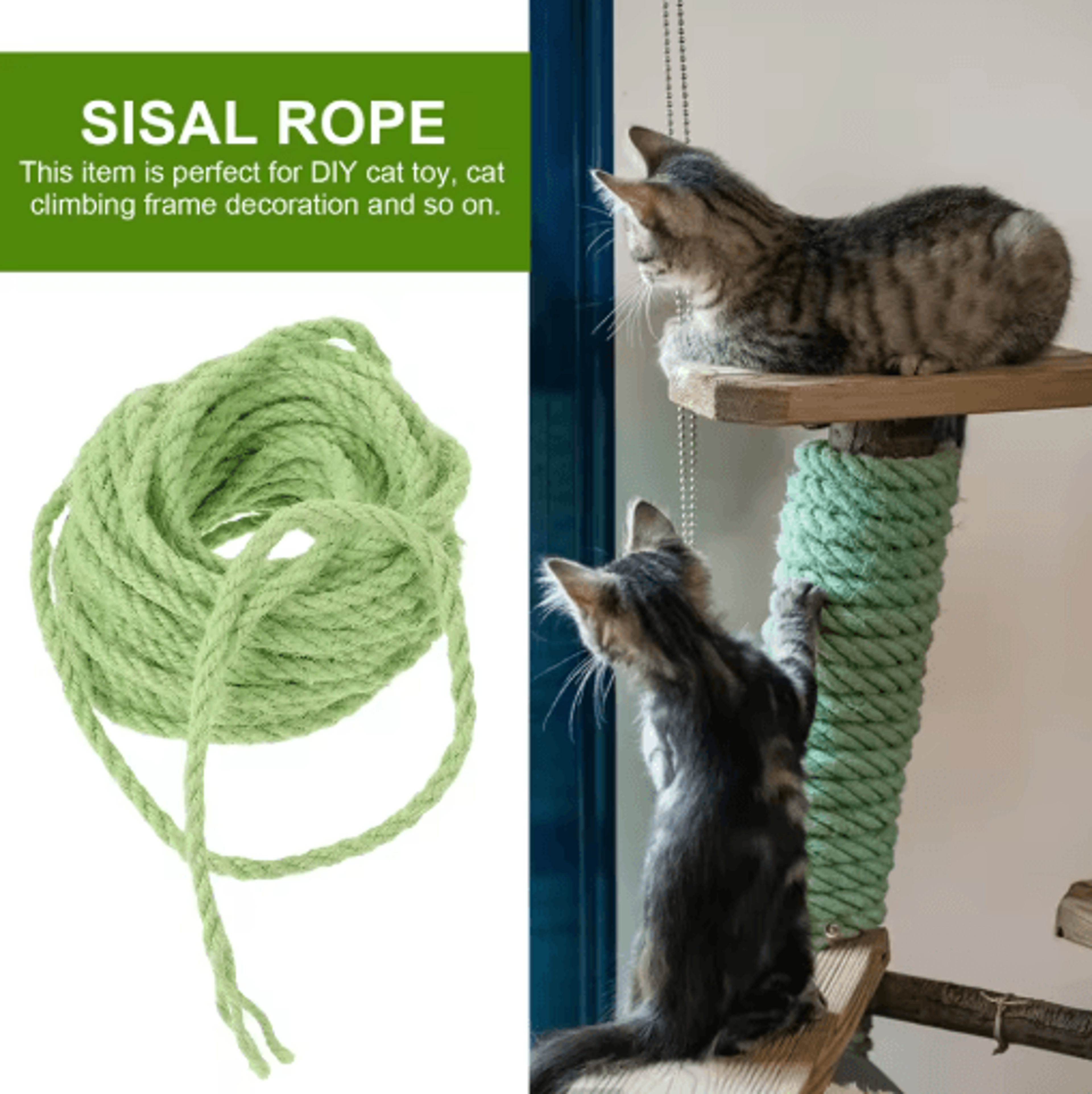 10M Natural Sisal Rope For Cat Trees  Durable Hemp Rope For Scratchers Climbing Frames  DIY Cat Pro 6