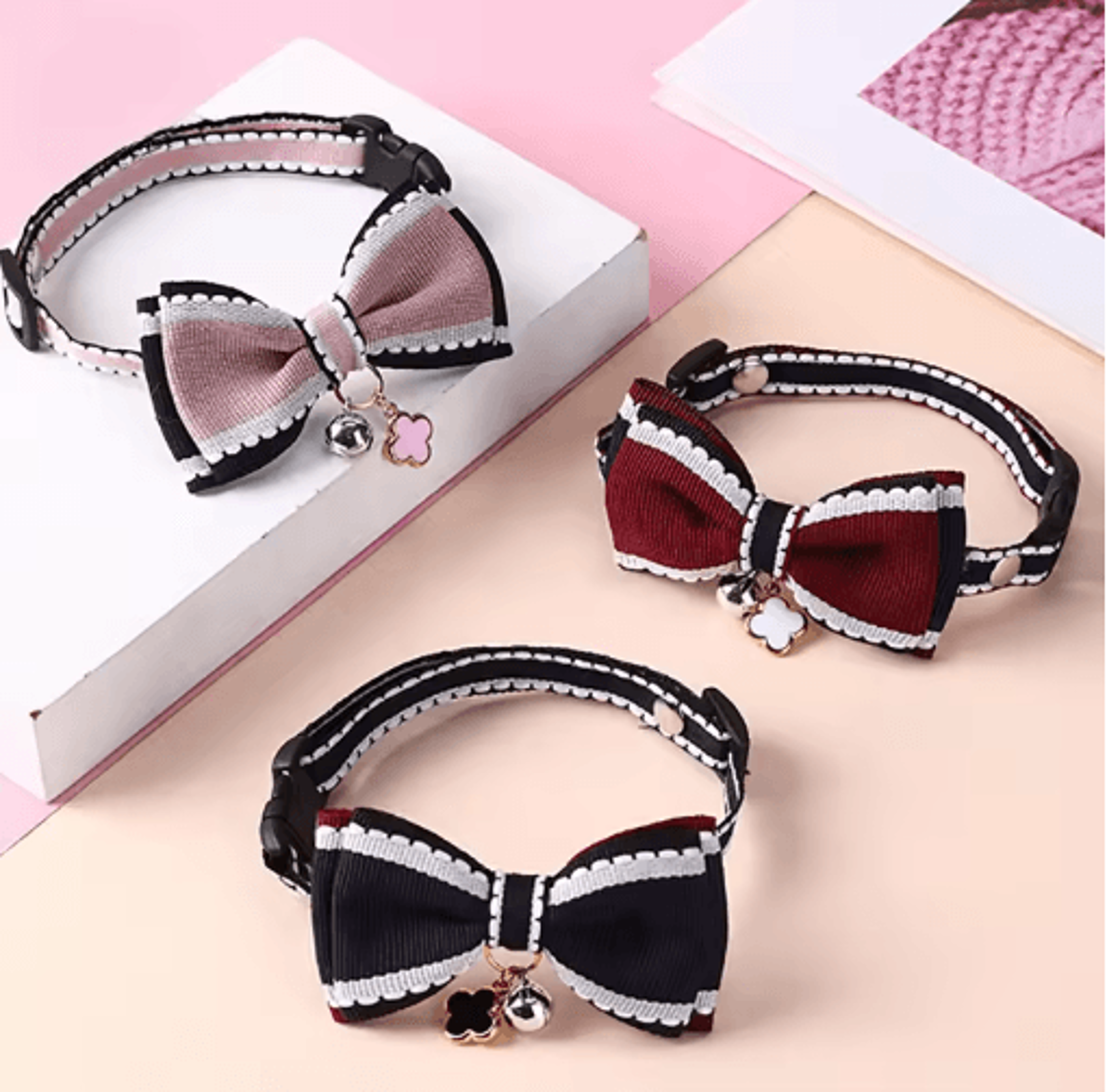 Bella Bow Pet Collar With Bell Adjustable Bow Tie Collar For Cats Kittens  Small Dogs 8