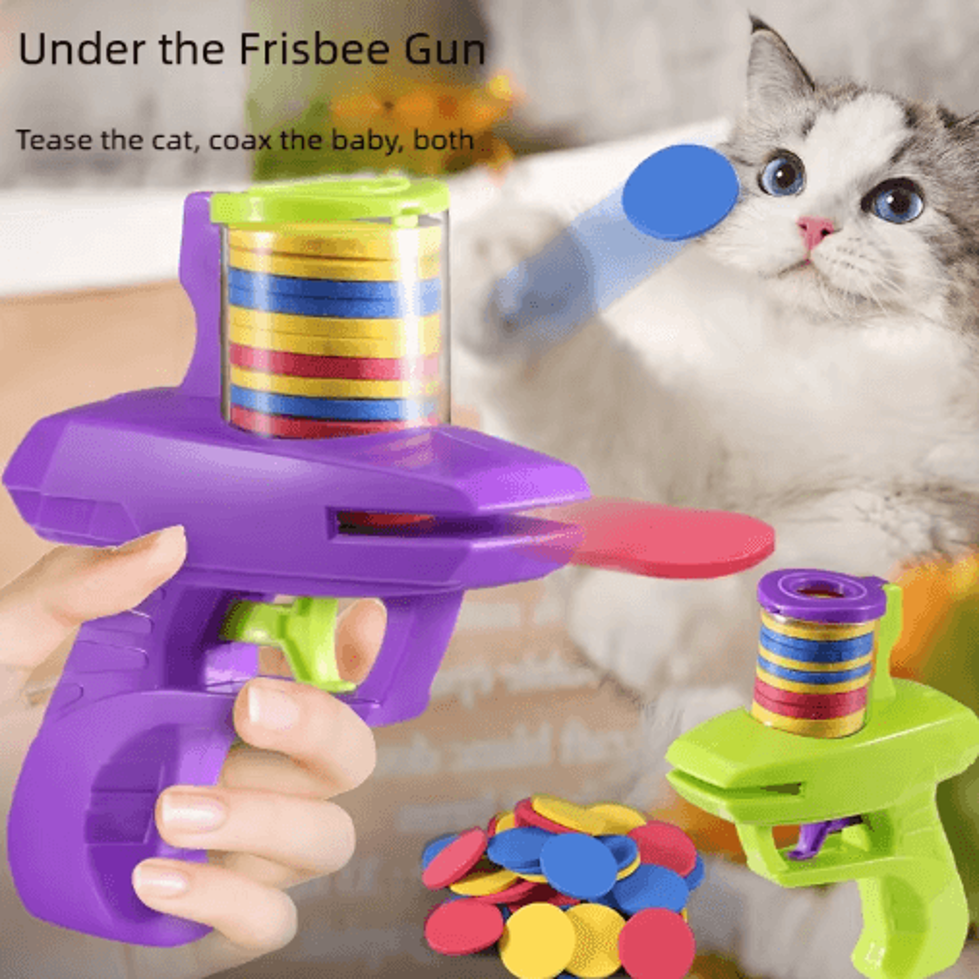 Sky Disc Pet Launcher Toy Set  Interactive Flying Disc Gun For Cats Dogs  Active Play 0