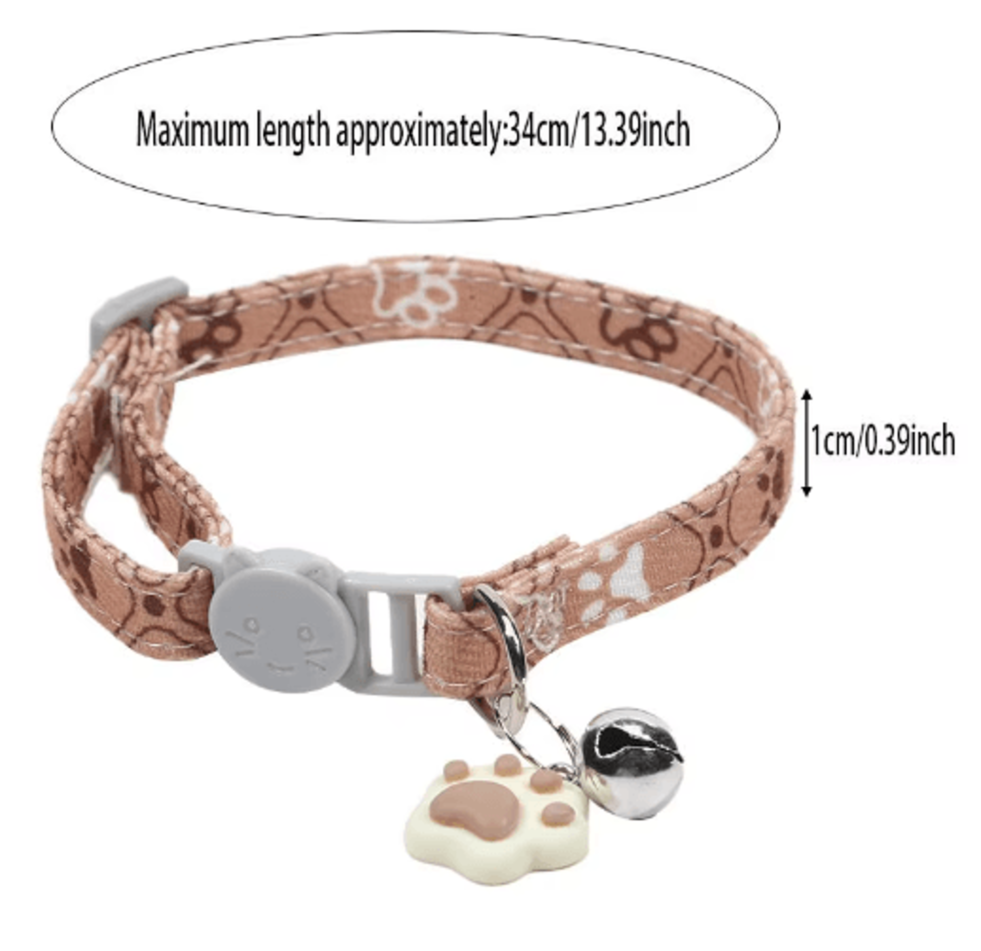 PawPrint Charm Breakaway Pet Collar  Adjustable Footprint Collar For Cats Kittens  Small Dogs 12