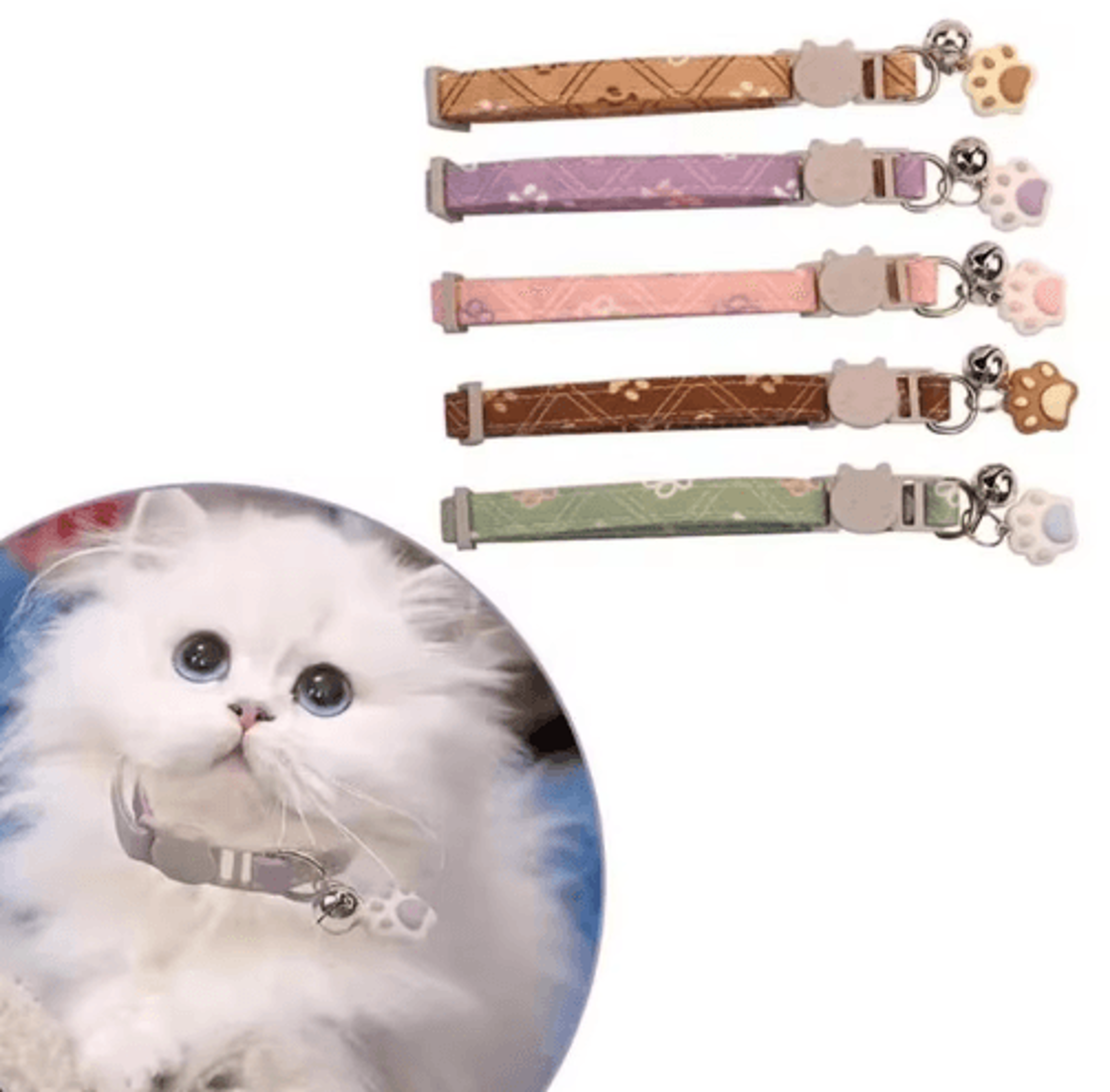 PawPrint Charm Breakaway Pet Collar  Adjustable Footprint Collar For Cats Kittens  Small Dogs 13