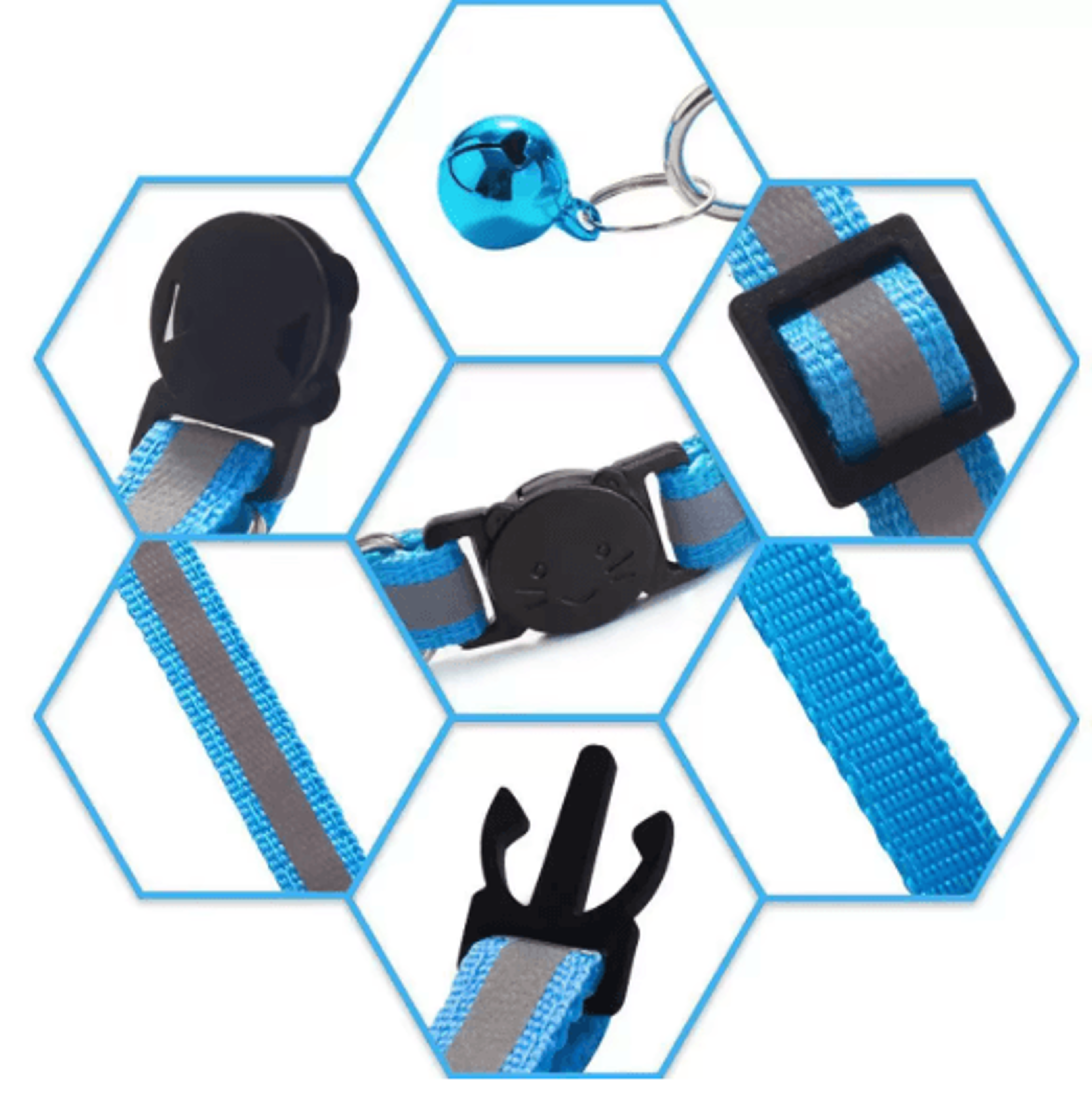 GlowSafe Reflective Pet Collar  Adjustable Bell Collar For Cats  Small Dogs 15