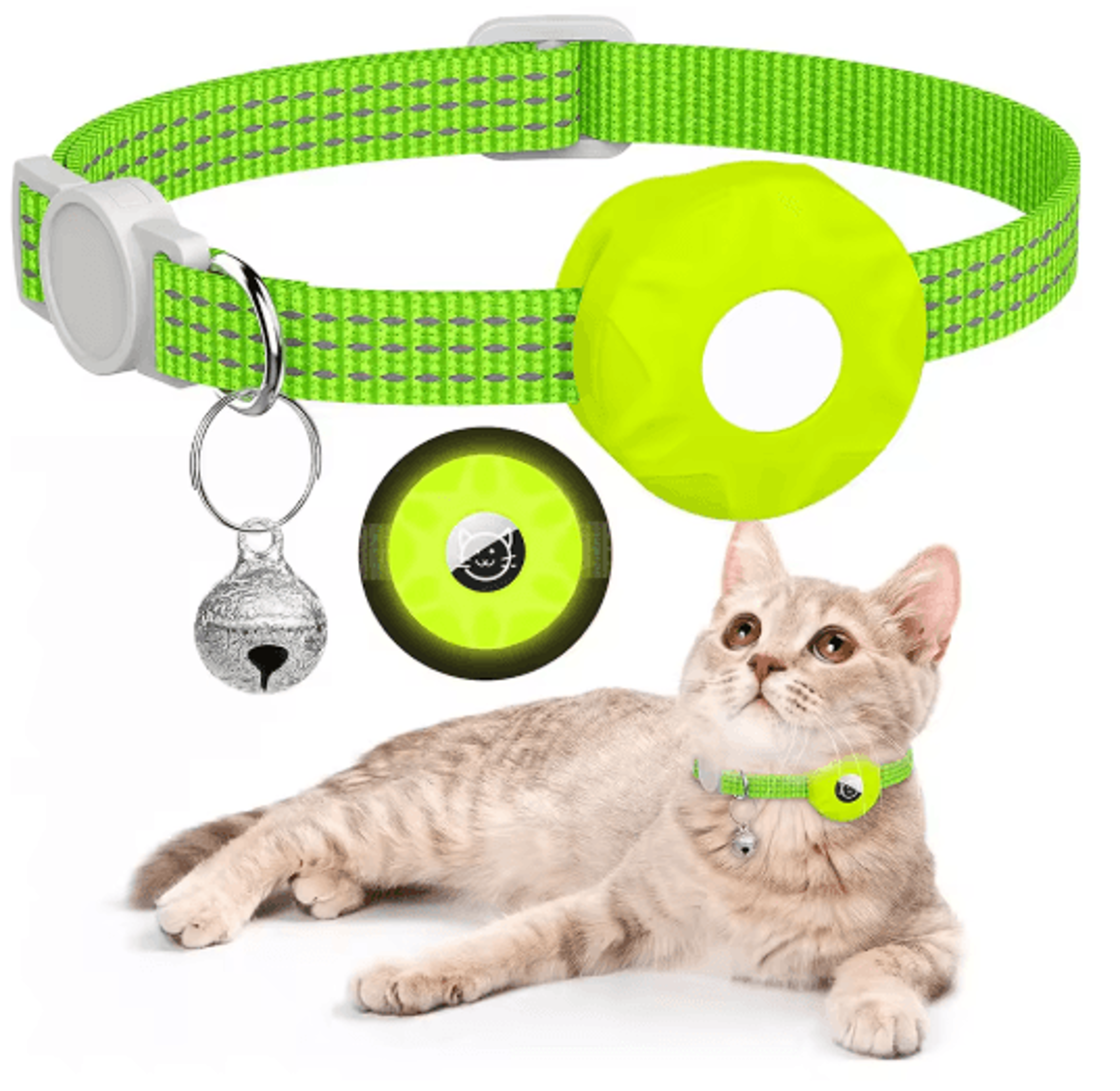 SafeTrack Reflective AirTag Cat Collar With Bell  Secure Holder 7