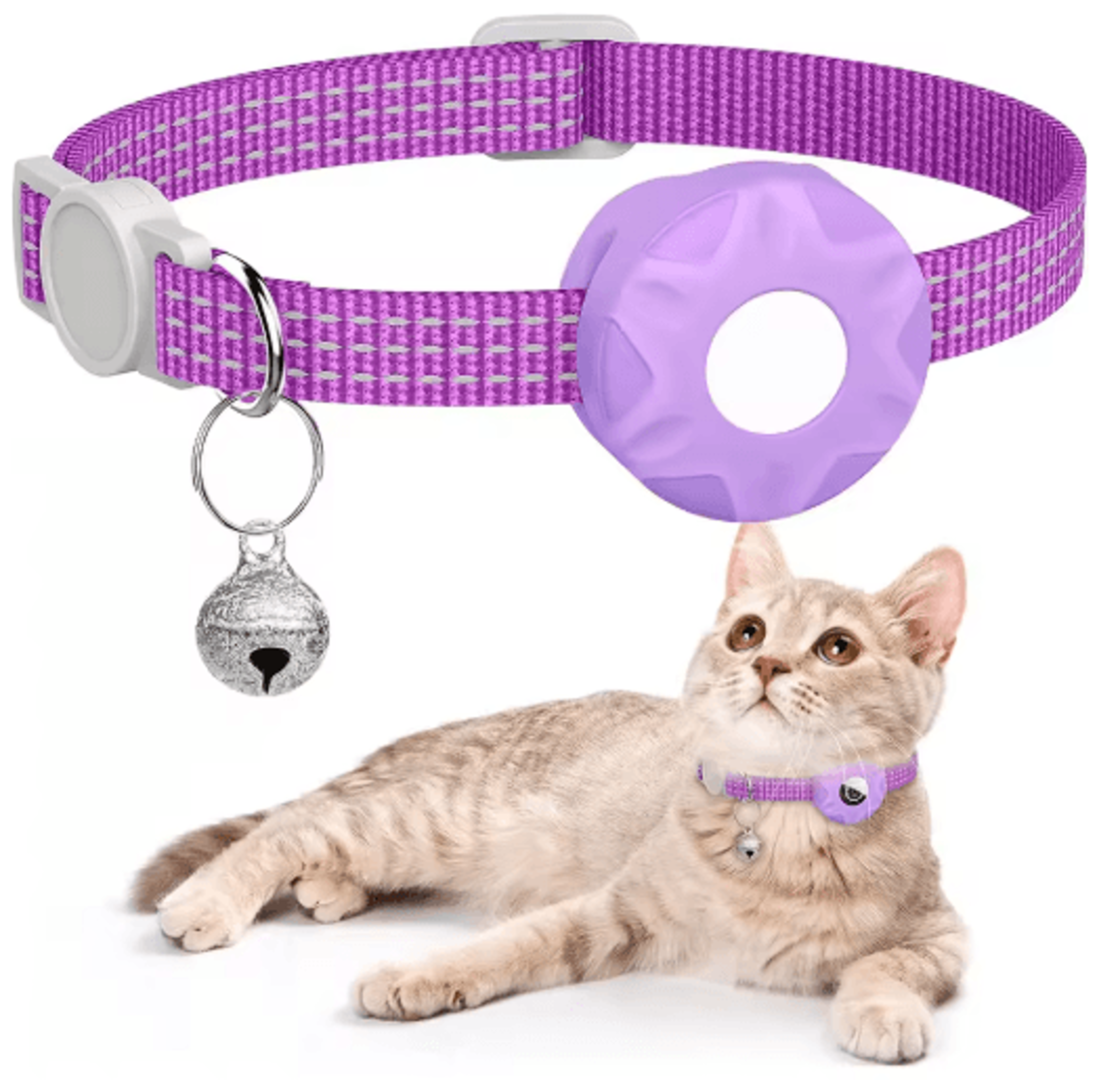 SafeTrack Reflective AirTag Cat Collar With Bell  Secure Holder 8