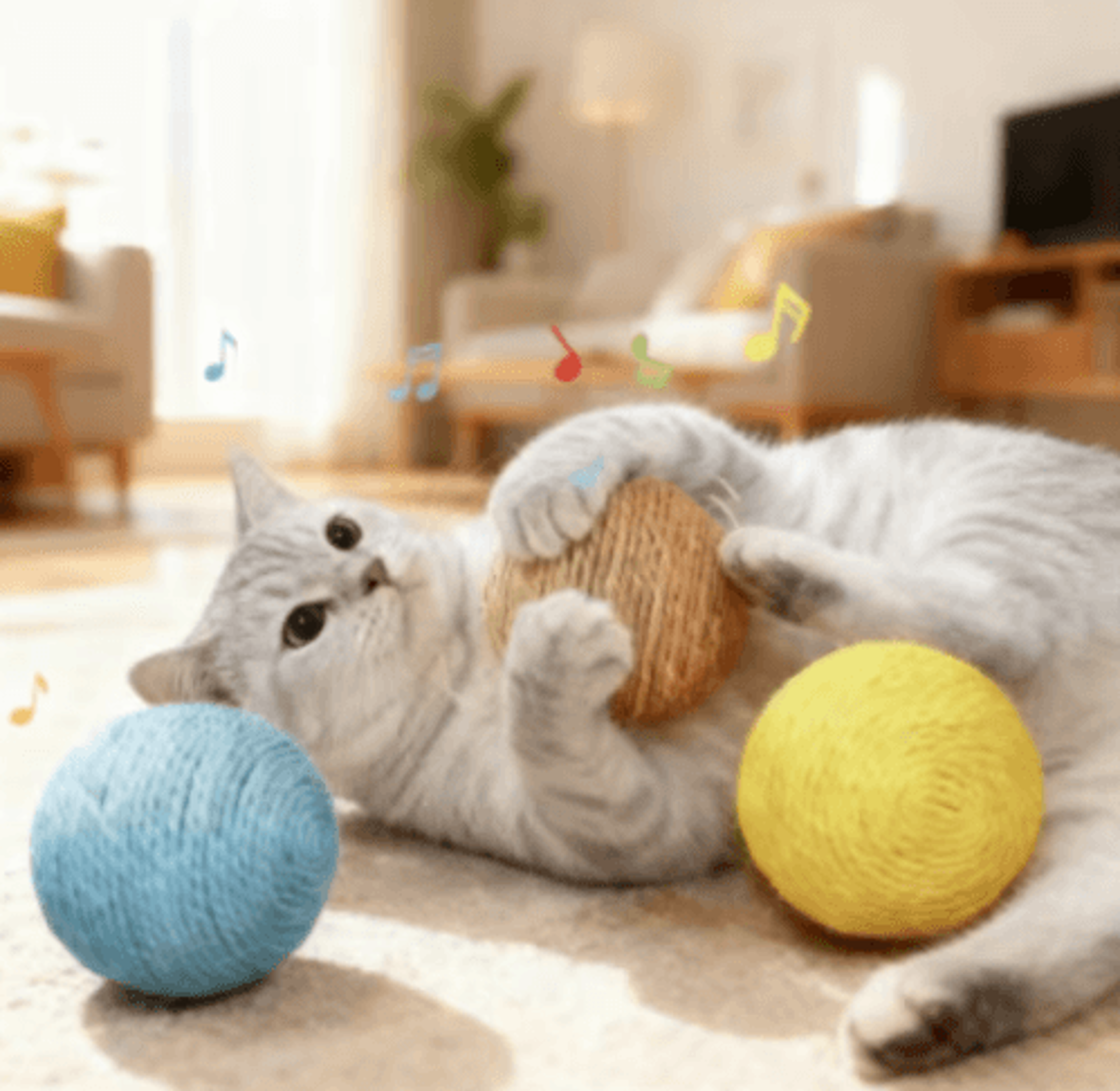 SisalSound Interactive Cat Scratching Ball Toy For Teething  Play 8