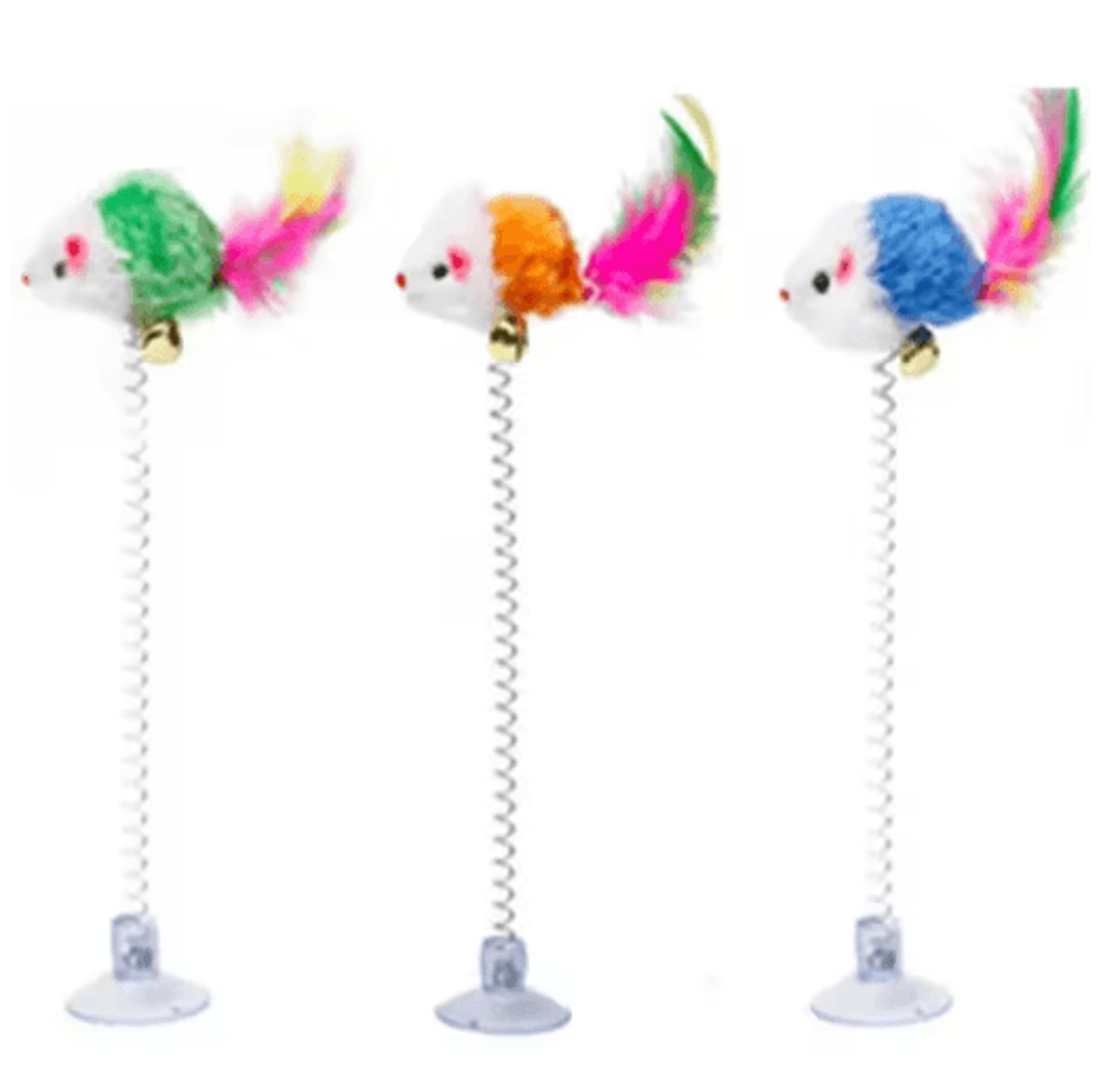 SpringPounce Suction Cup Cat Toy  Interactive Mouse  Feather Teaser With Bouncy Spring 3