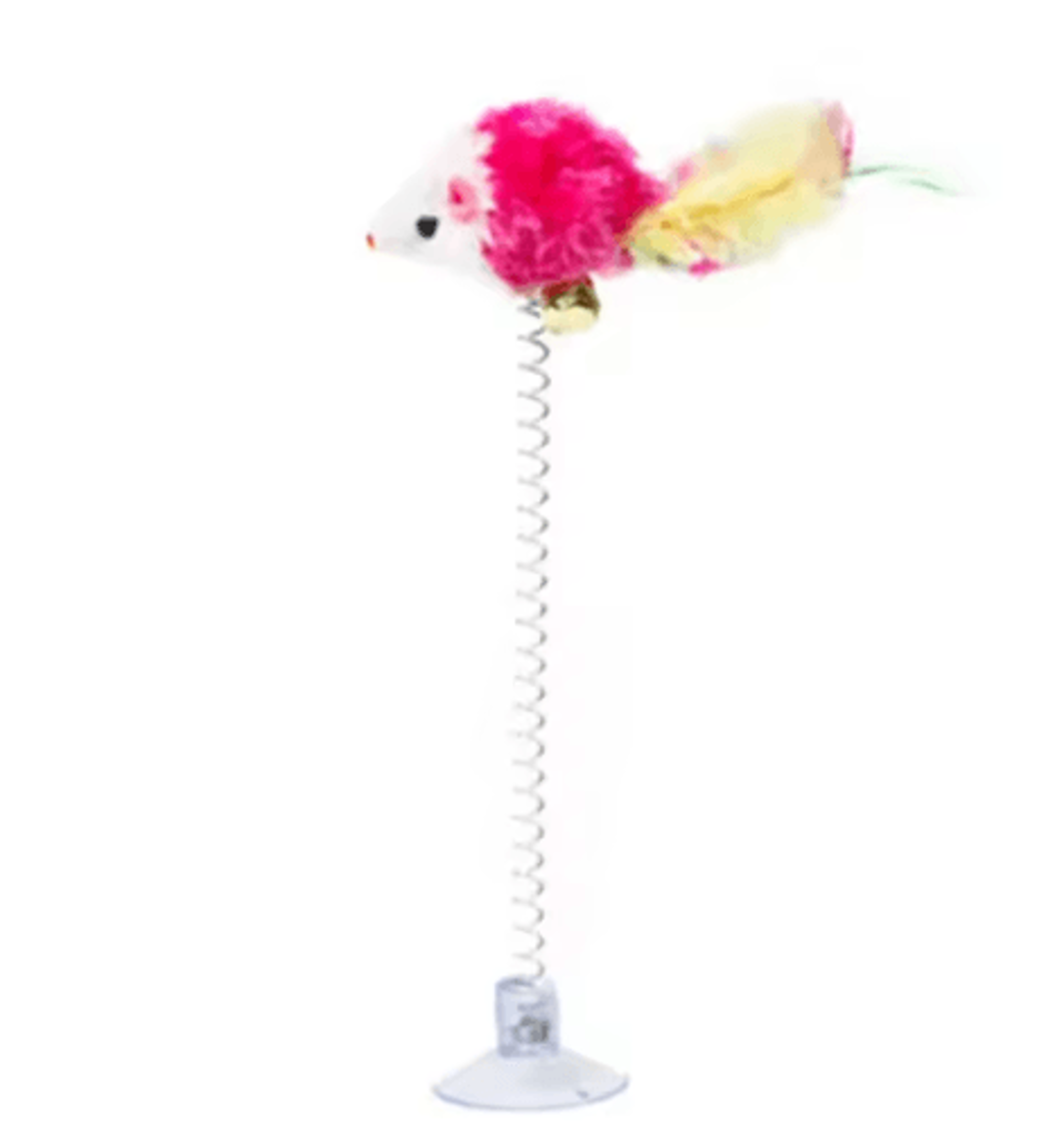 SpringPounce Suction Cup Cat Toy  Interactive Mouse  Feather Teaser With Bouncy Spring 4