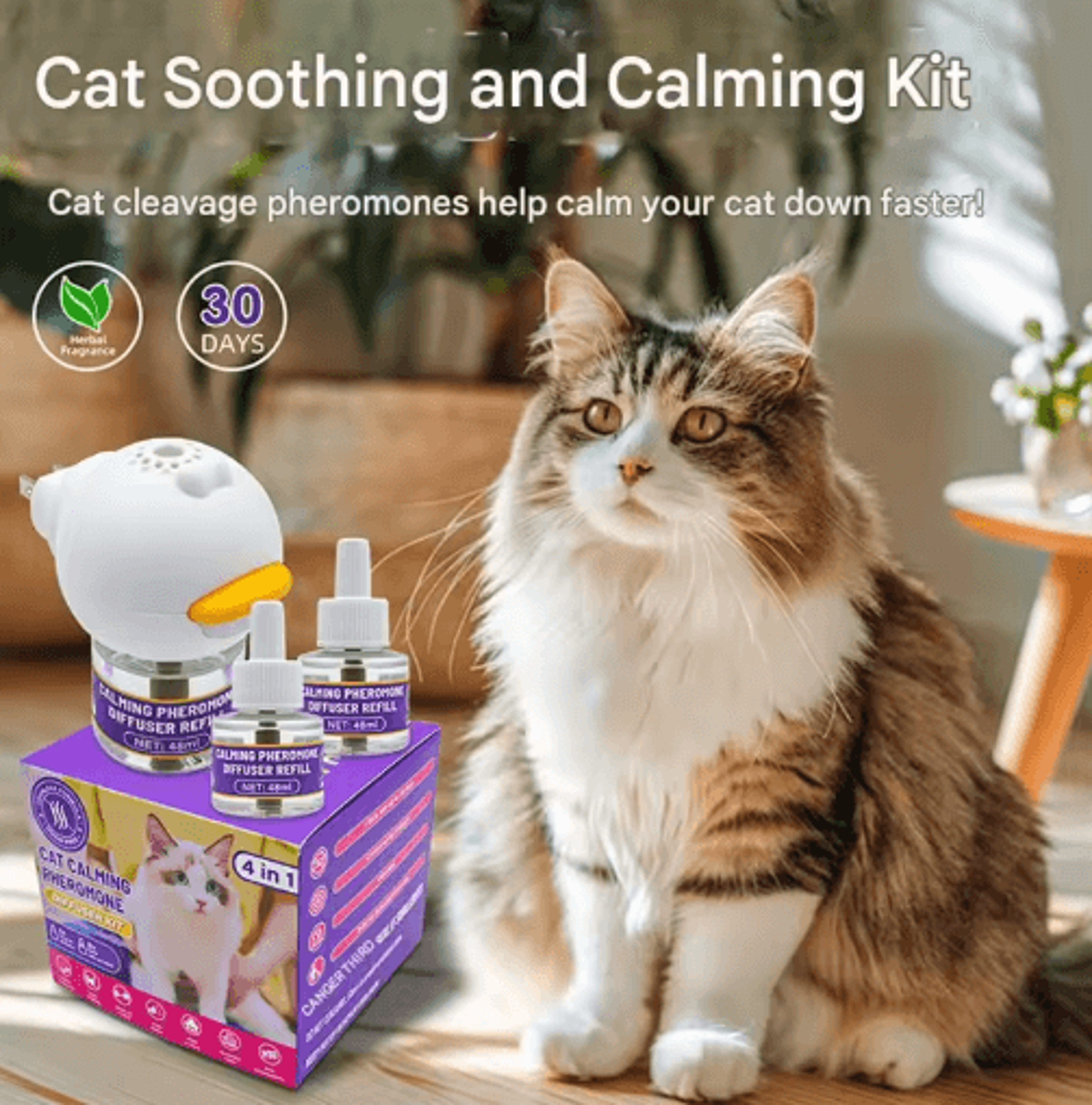 Calm Harmony 4in1 Pet Pheromone Diffuser Set Odorless Stress Relief For Cats  Dogs 4