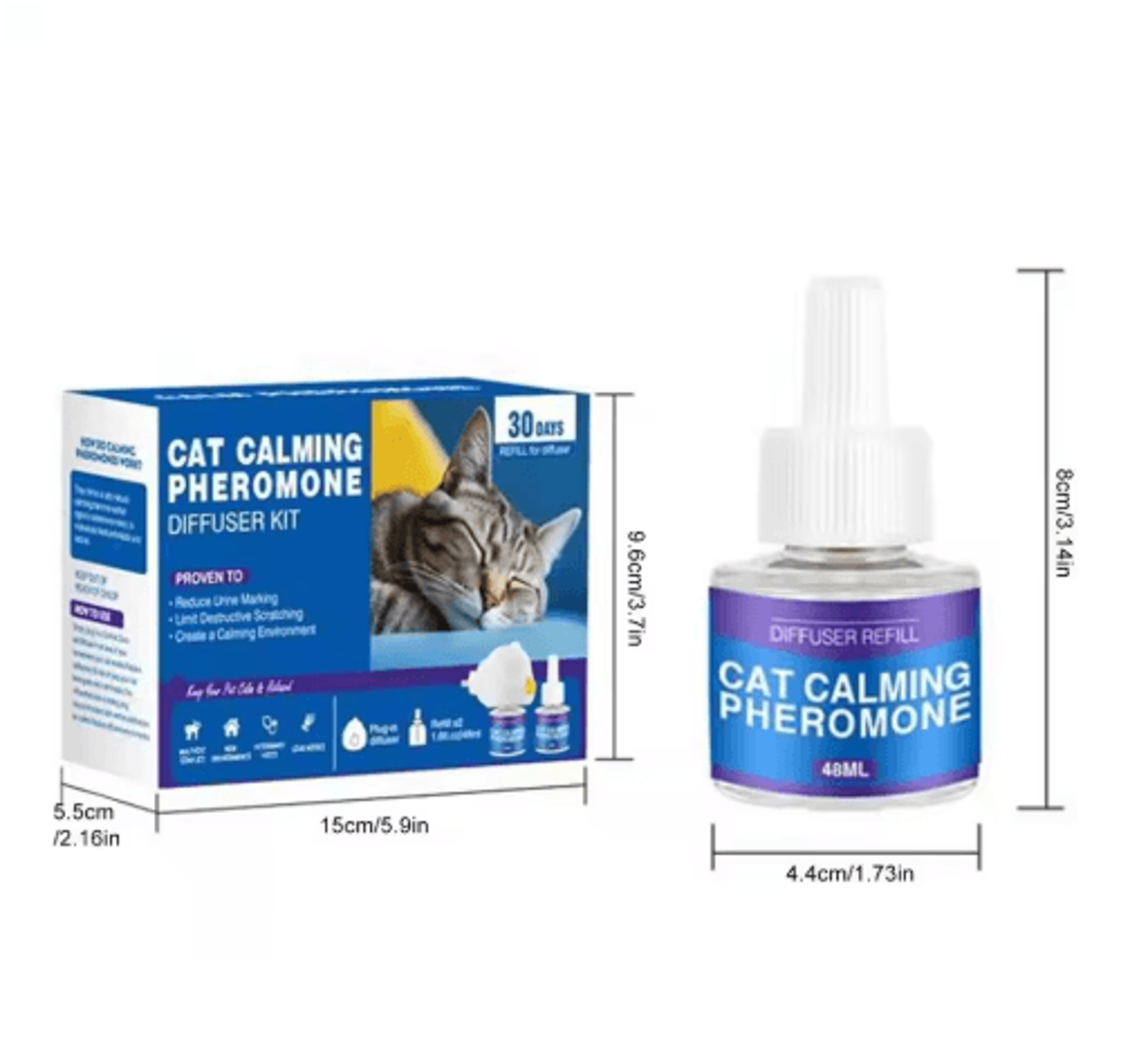 CalmEase Pheromone Diffuser Refill  60Day Calming Solution For Cats  MultiPet Homes 1
