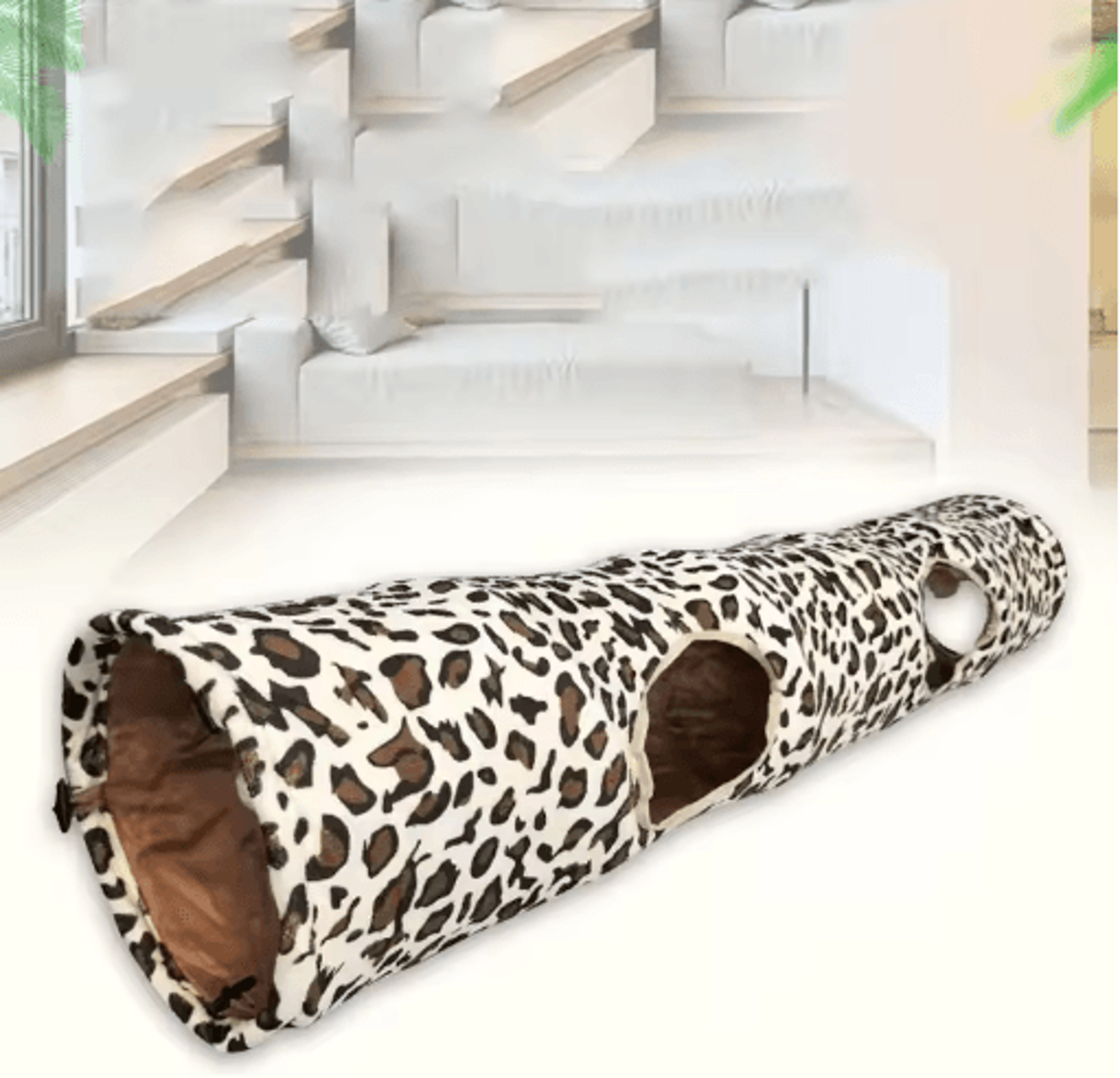 Leopard Print Crinkle Cat Tunnel For Interactive Play  Exercise 5