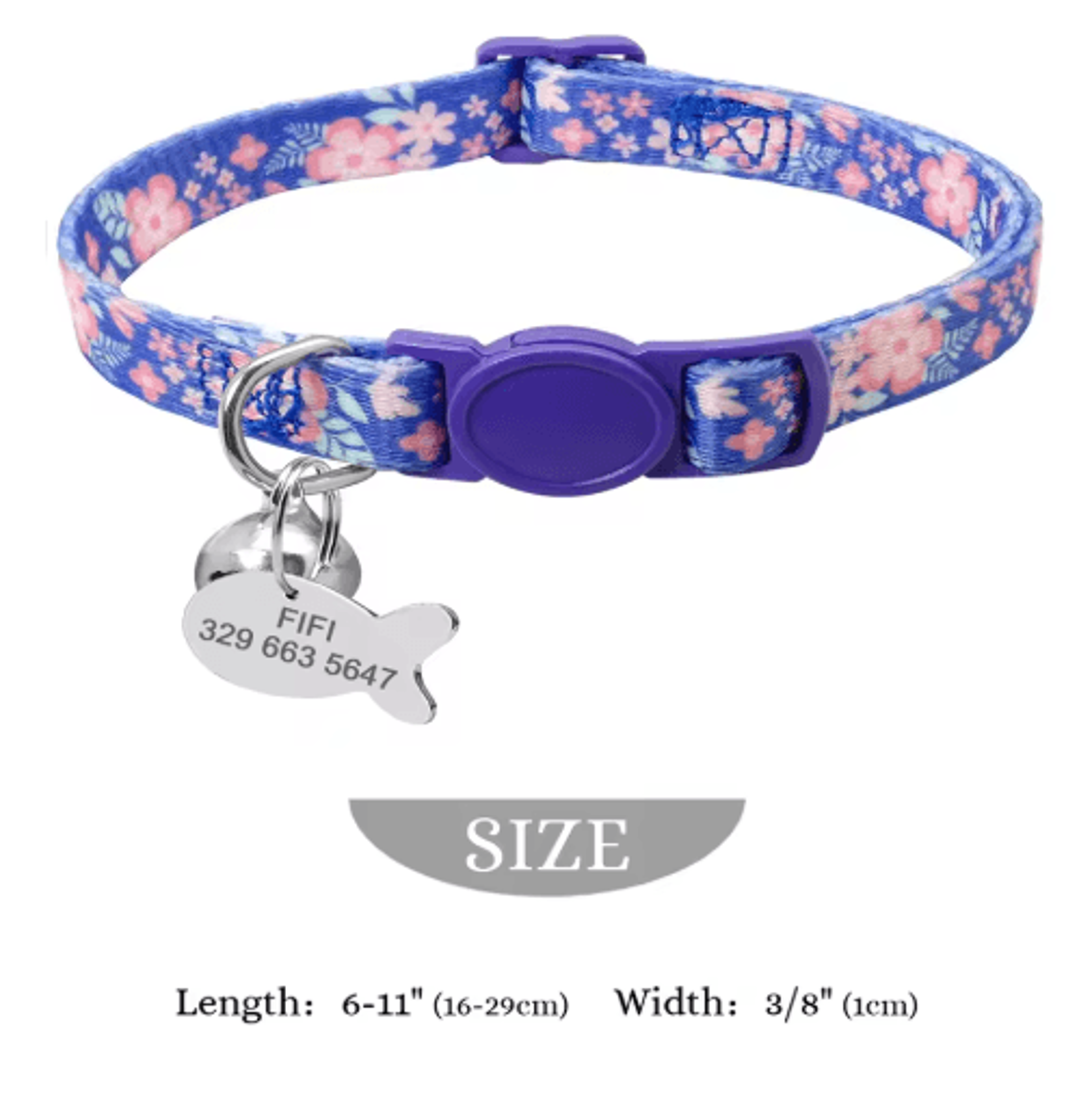 Personalized Engraved Nylon Cat Collar With Custom ID Tag 1