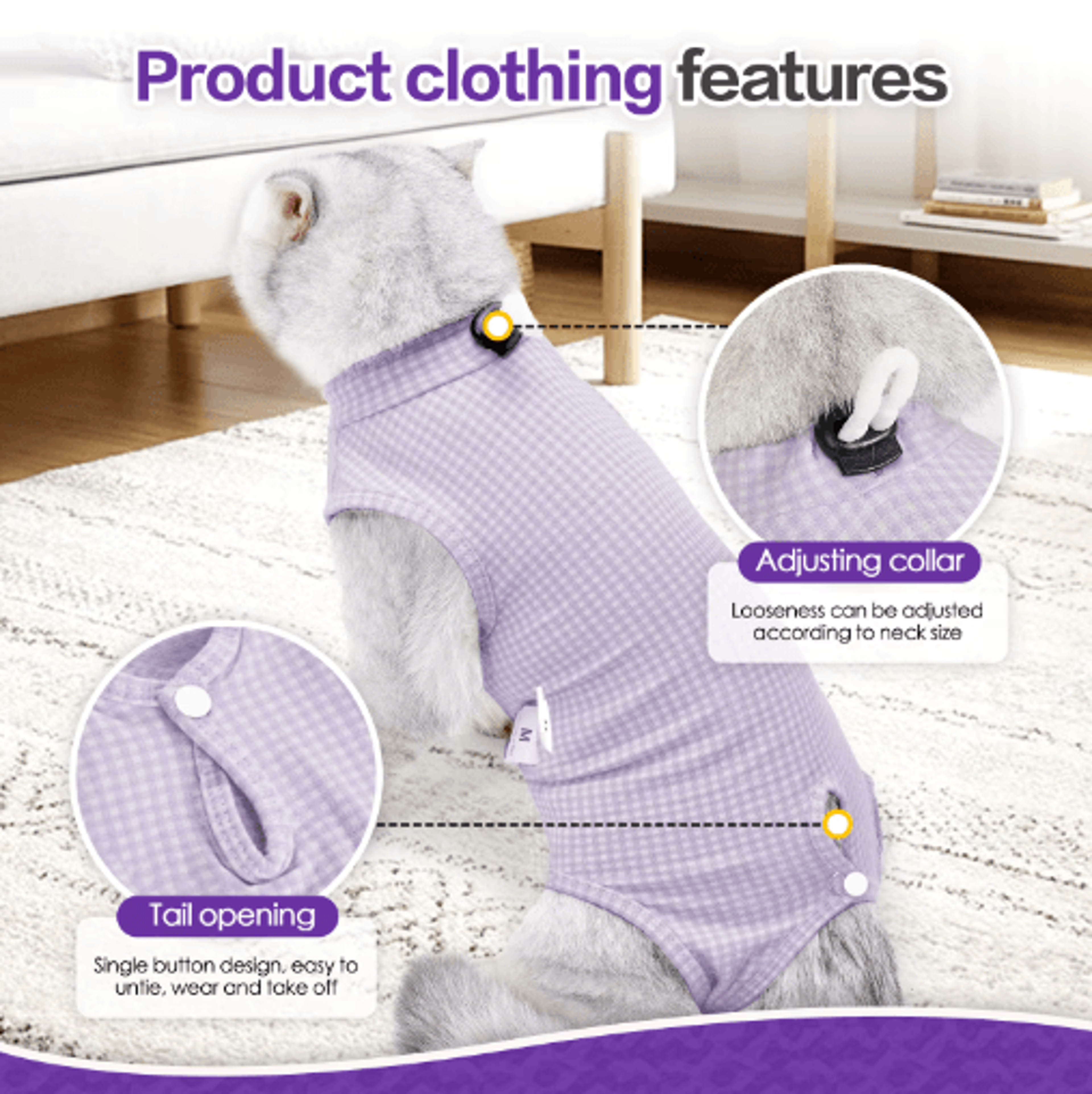 Professional Cat Recovery Suit For PostSurgery Healing  Wound Protection 5
