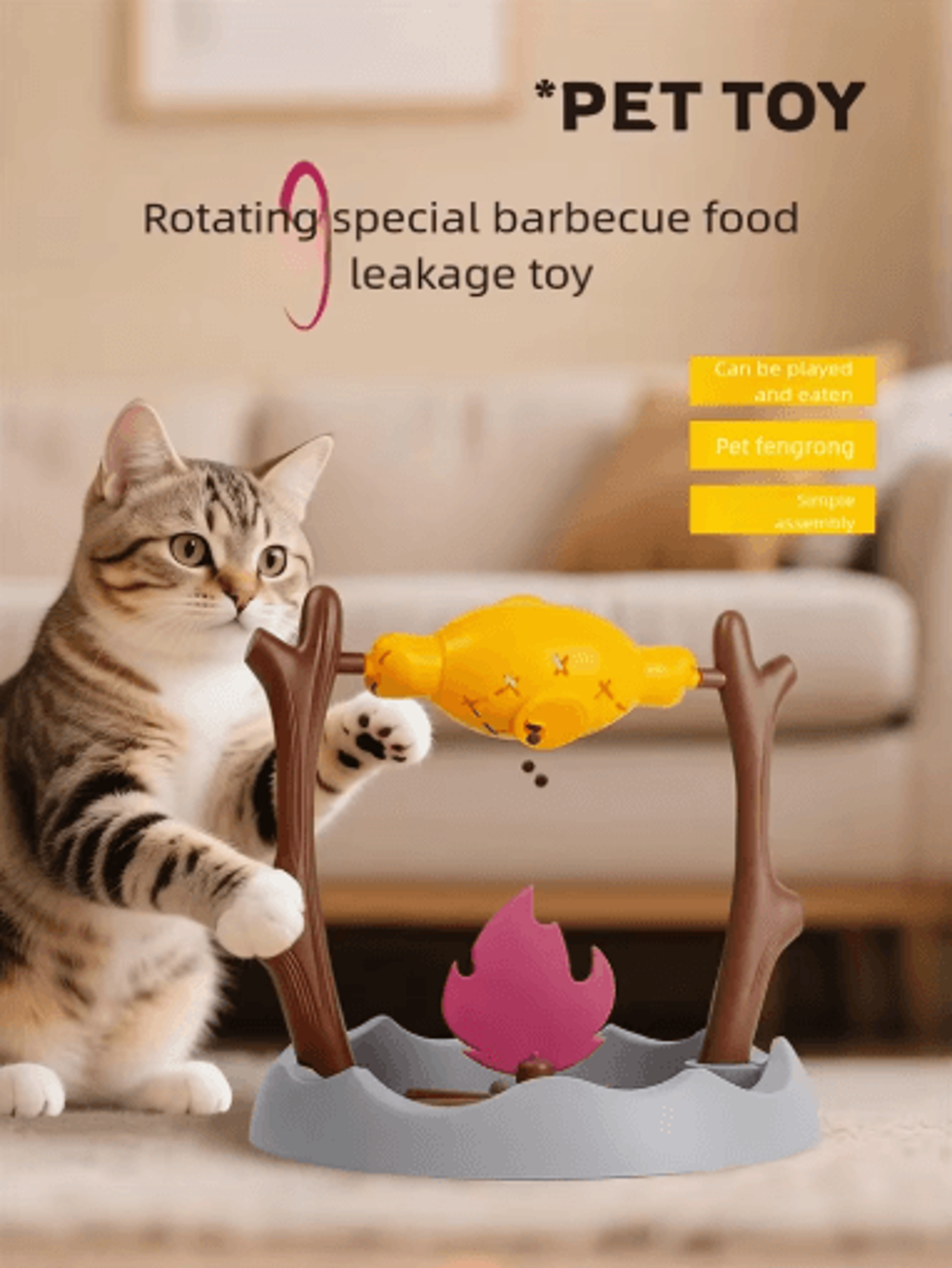 360 Rotating Slow Feeder Toy For Cats  Interactive Treat  Snack Dispenser 8