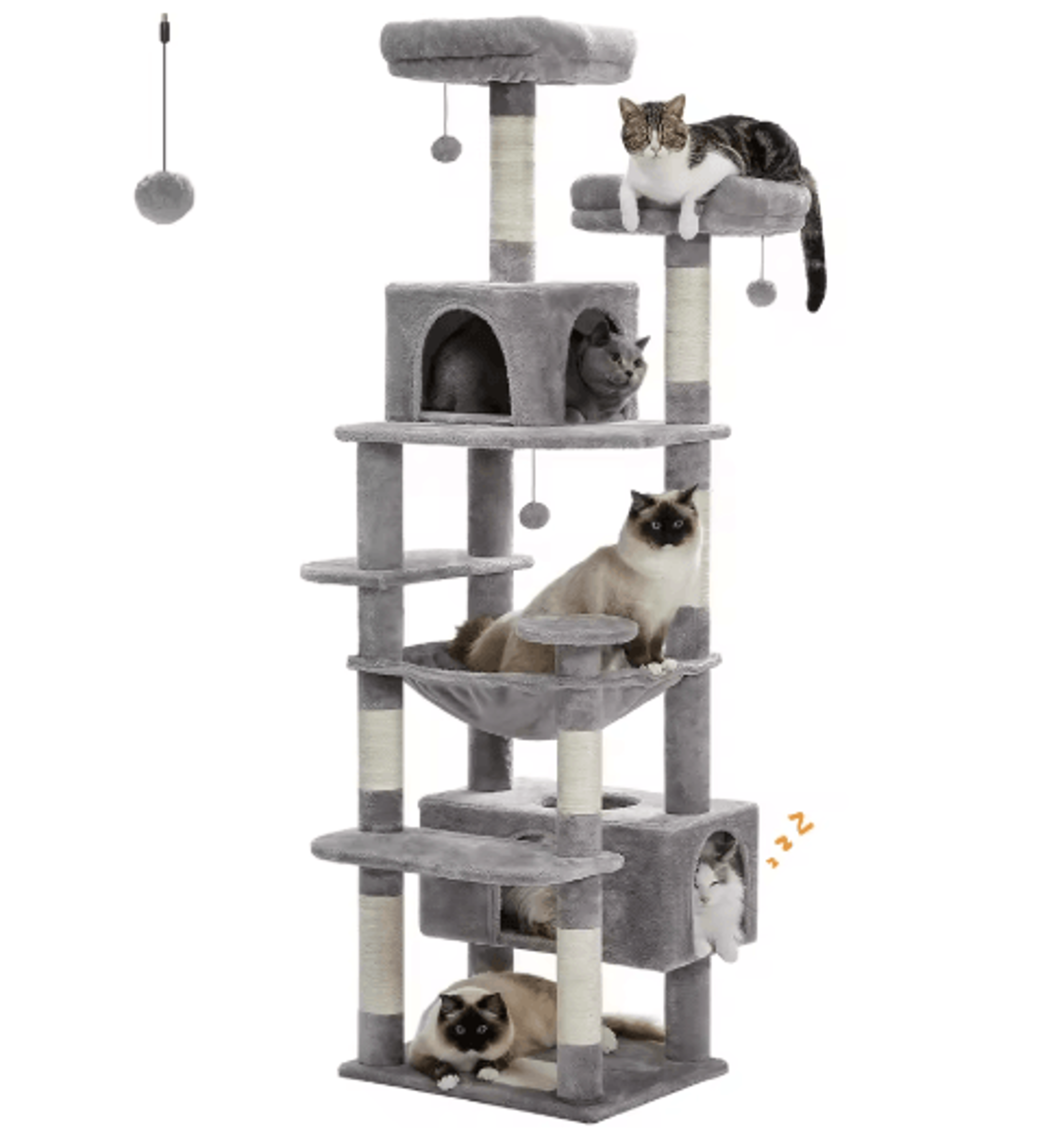 Deluxe MultiLevel Cat Tree Tower With Hammock Condo  Scratching Posts 2