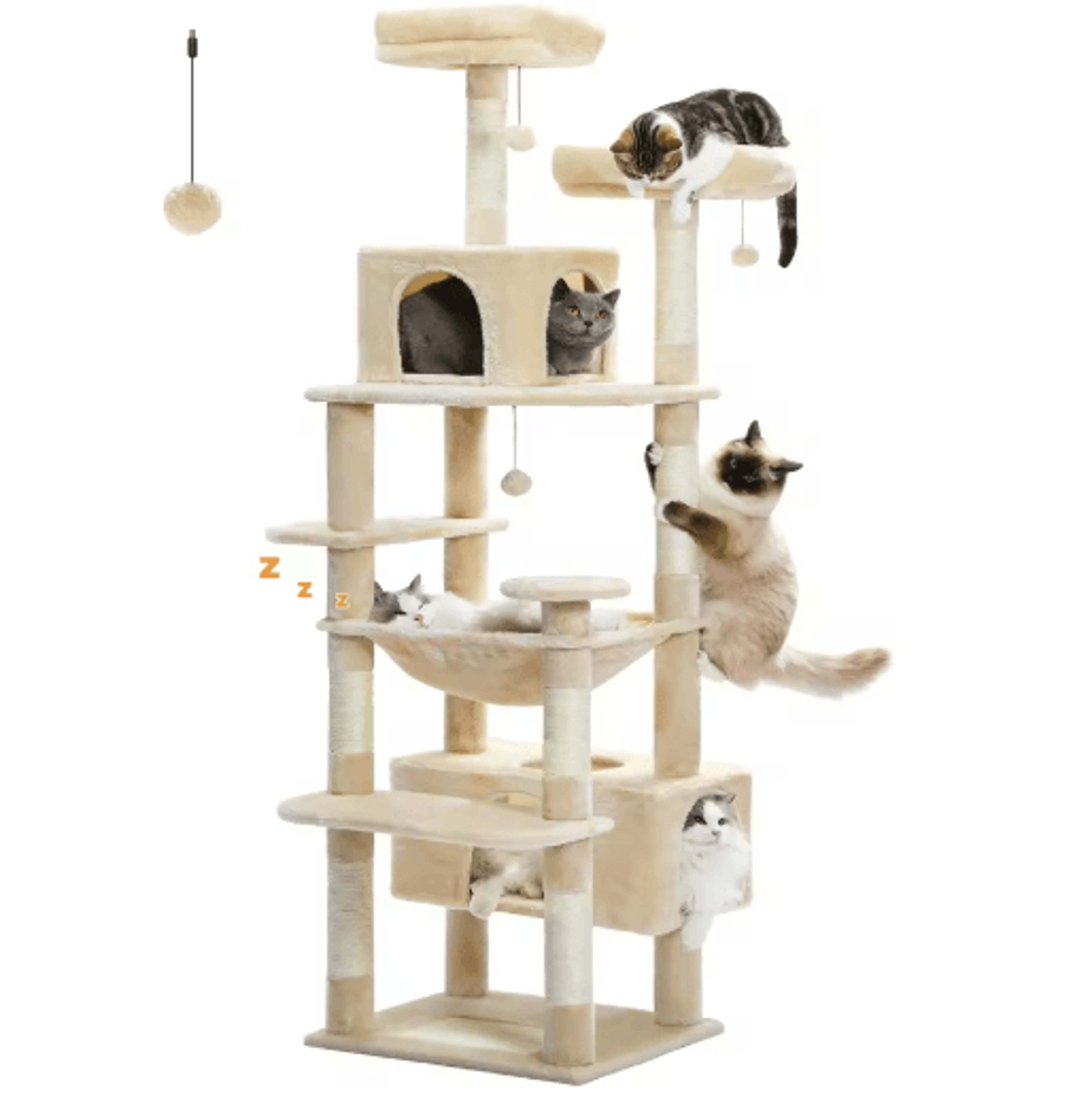 Deluxe MultiLevel Cat Tree Tower With Hammock Condo  Scratching Posts 7