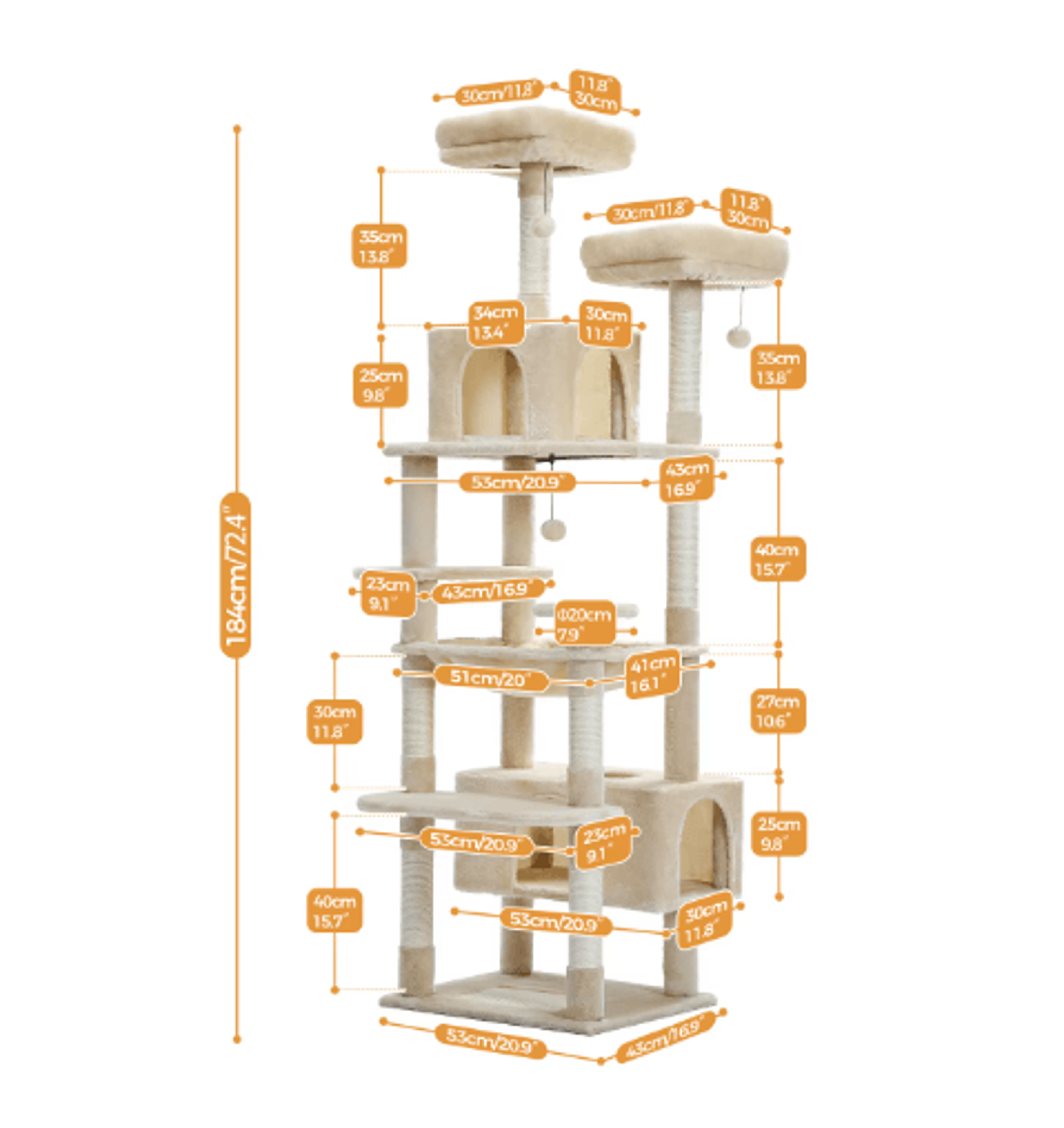 Deluxe MultiLevel Cat Tree Tower With Hammock Condo  Scratching Posts 10