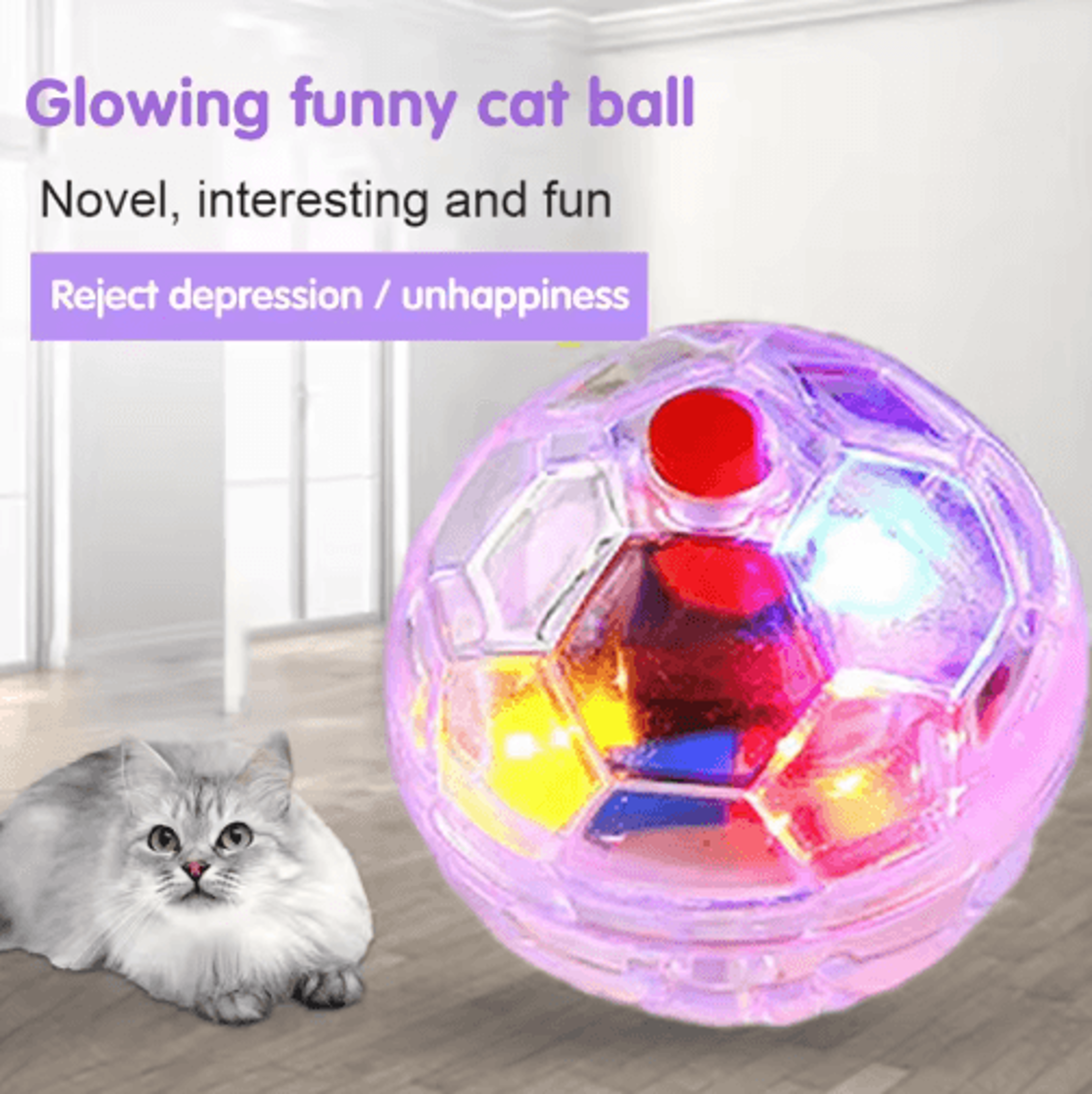 LED MotionActivated Flash Ball Toy For Cats  Interactive Indoor Play 5