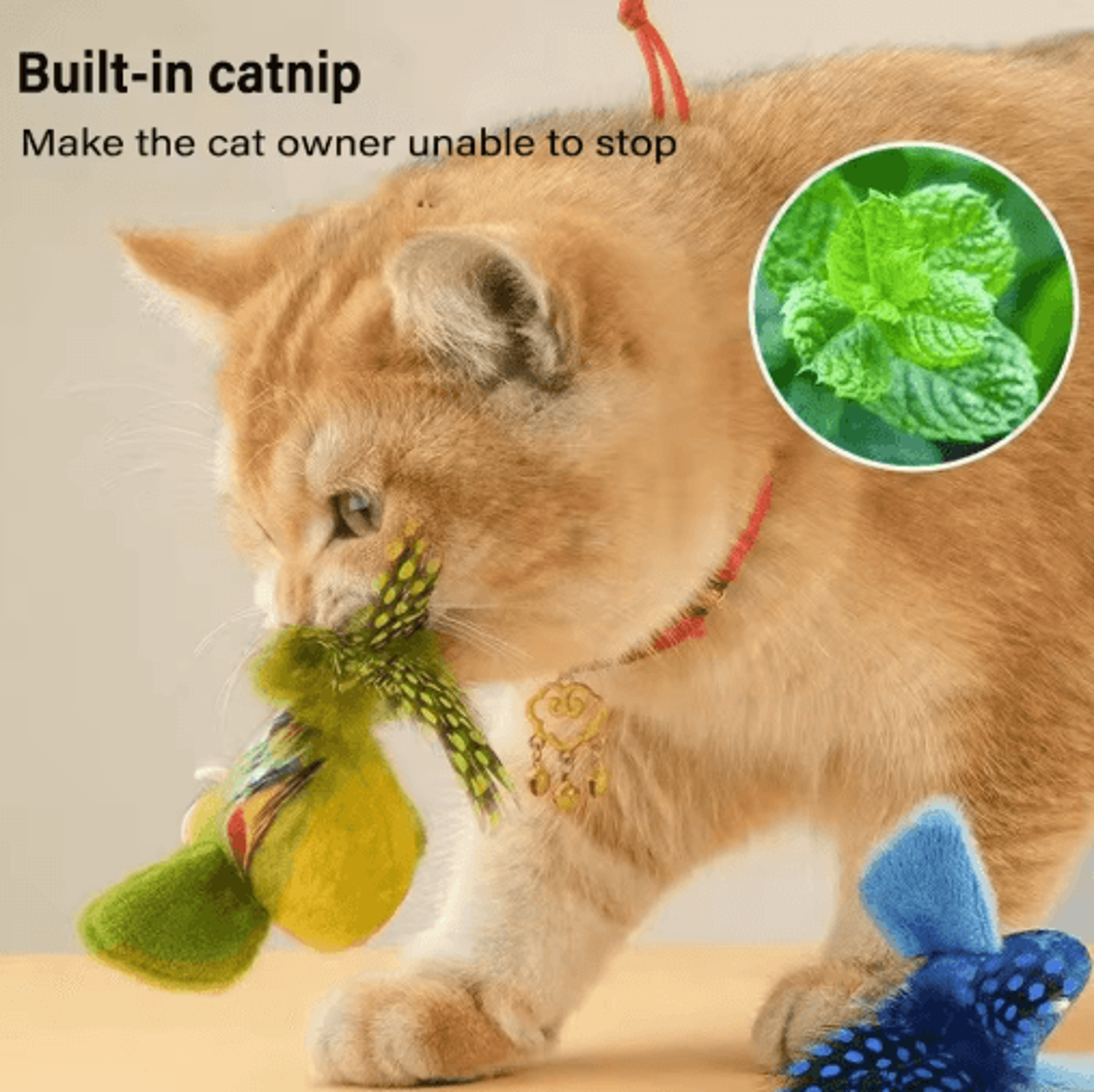Realistic Chirping Bird Cat Toy With Catnip For Interactive Indoor Play 7